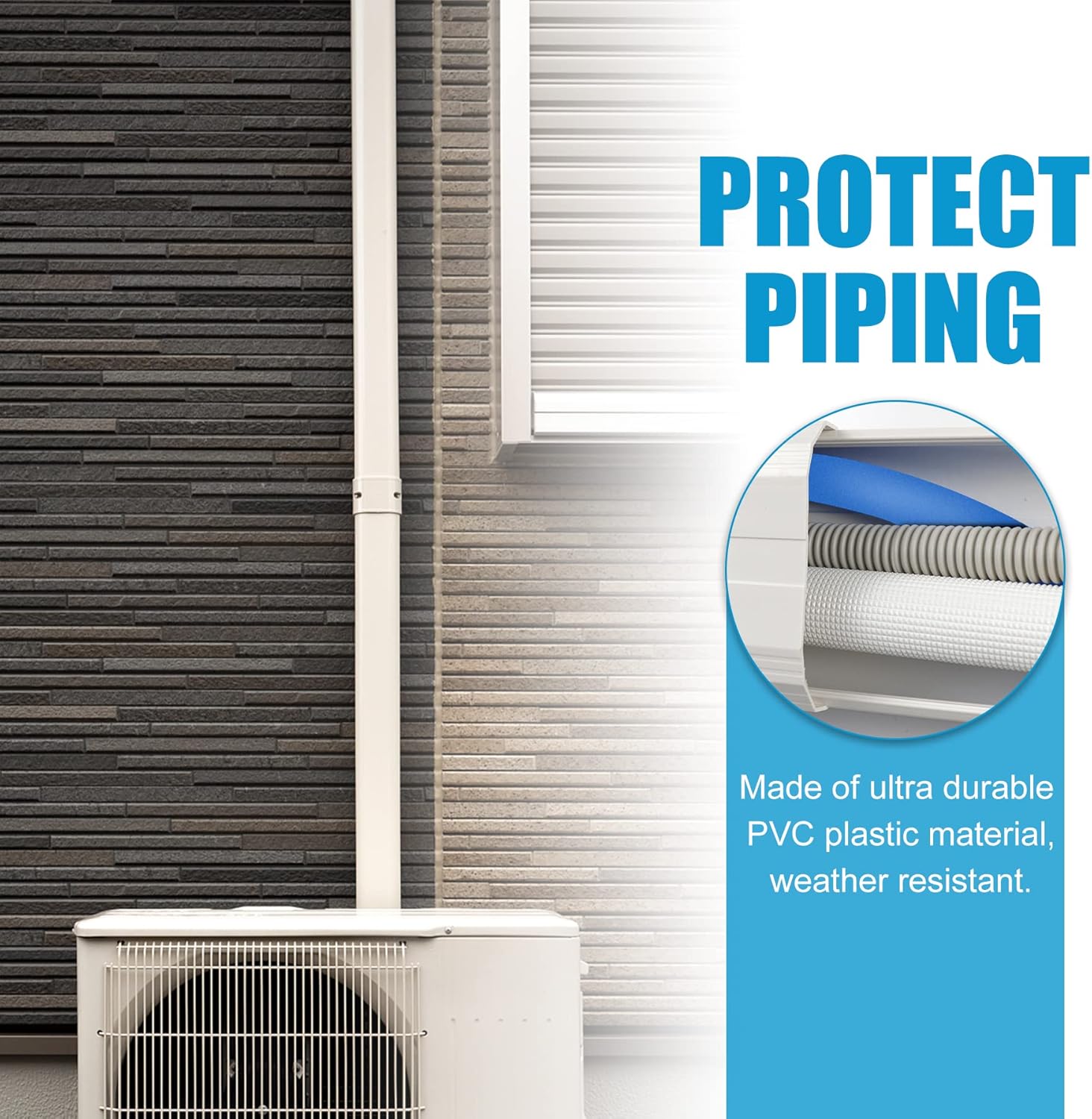 Air Jade Line Set Cover for Mini Split, 3 25 Ft Decorative PVC AC Line Cover Kit for Ductless Mini Split Air Conditioner, Heat Pump System and Central AC · v4