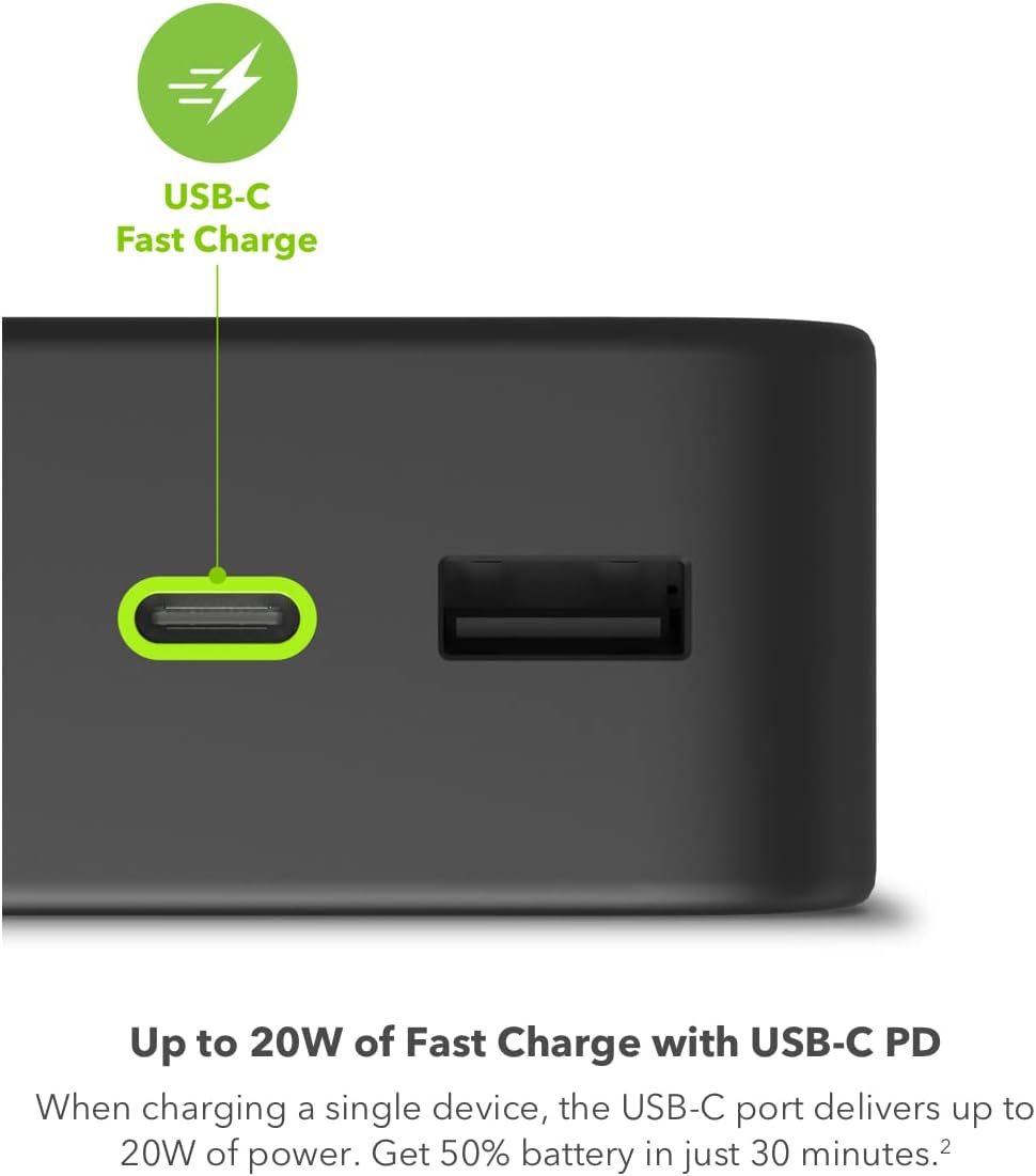 mophie Powerstation XL Power Bank 2023-20,000 mAh Large Internal Battery, (2) USB-A Ports and (1) 20W USB-C PD Fast Charging Input/Output Port, Travel-Friendly · v2