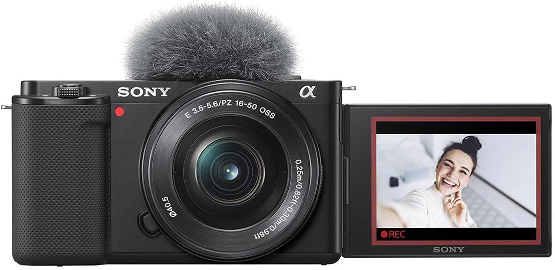 Sony ZV-E10 Mirrorless Vlog Camera with 16-50mm Lens, Black - Bundle with E 55-210mm f/4.5-6.3 OSS Lens, 64GB SD Card, Shoulder Bag, 49mm Filter Kit, 40.5mm Filter Kit