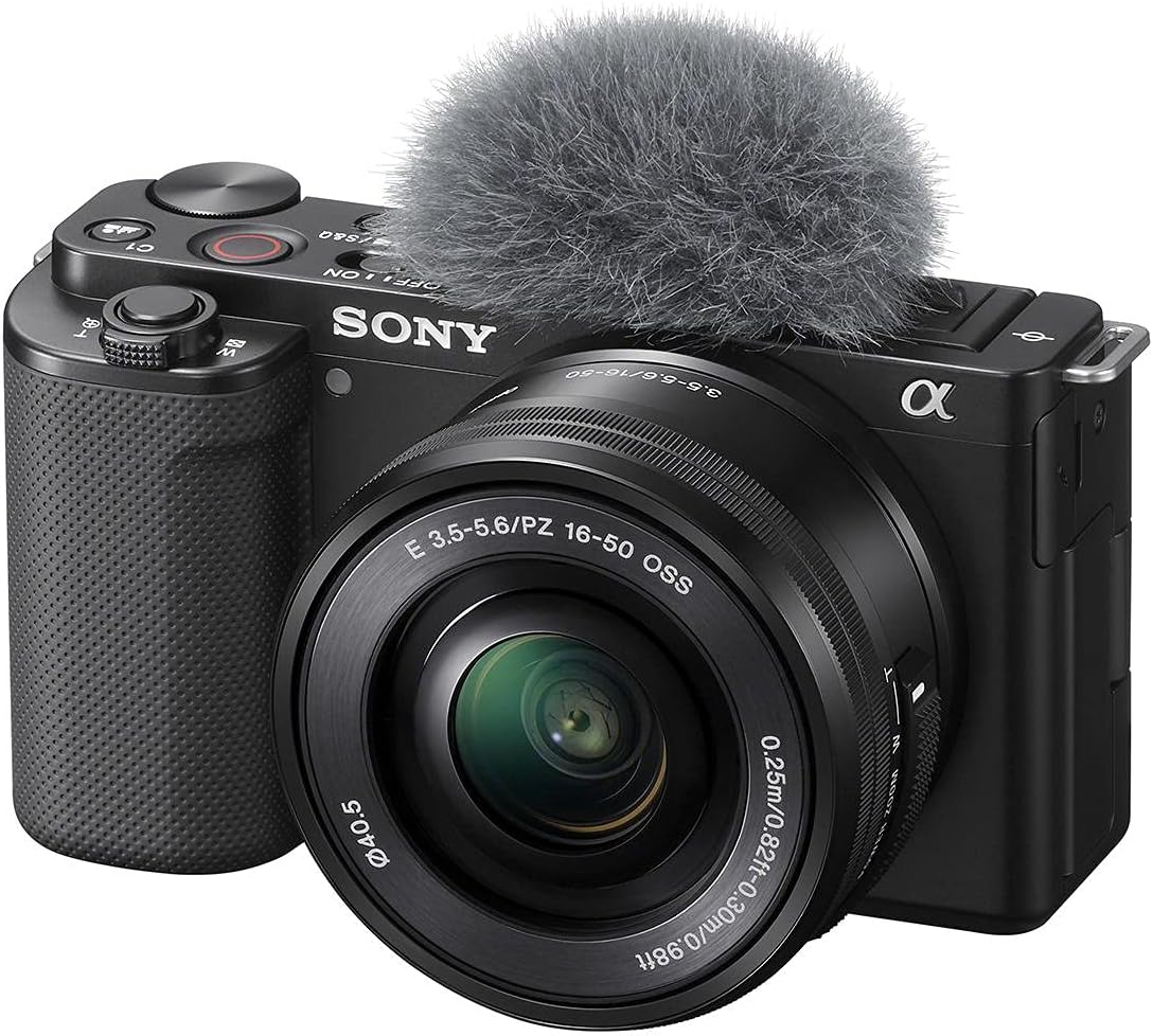 Sony ZV-E10 Mirrorless Vlog Camera with 16-50mm Lens, Black - Bundle with E 55-210mm f/4.5-6.3 OSS Lens, 64GB SD Card, Shoulder Bag, 49mm Filter Kit, 40.5mm Filter Kit