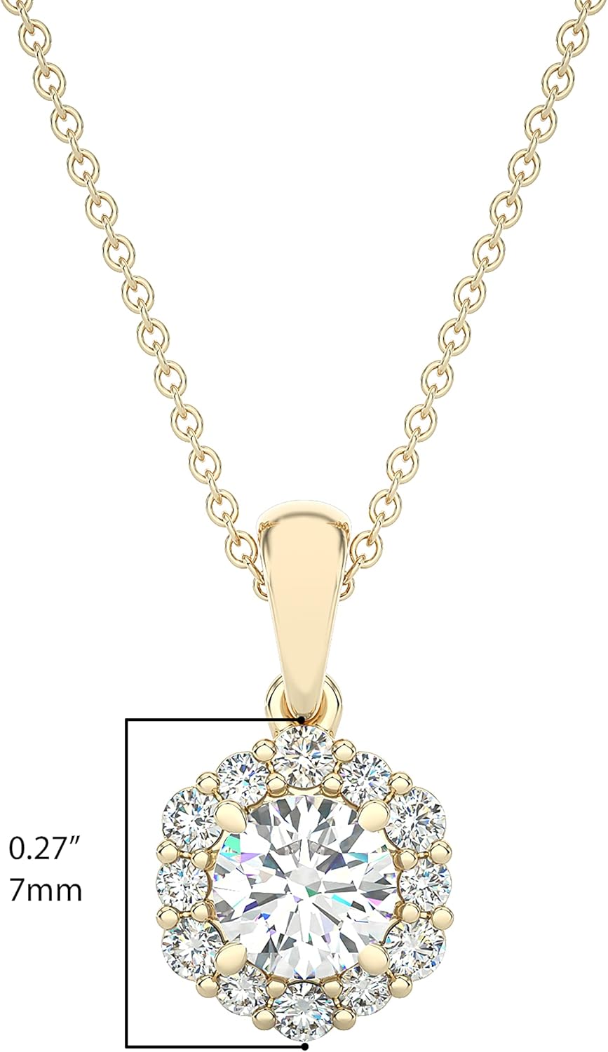 Colgante redondo de oro de 14 quilates con diamantes brillantes cultivados en laboratorio de 1 quilate en racimo floral, colores de metal a elegir