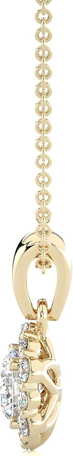 Colgante redondo de oro de 14 quilates con diamantes brillantes cultivados en laboratorio de 1 quilate en racimo floral, colores de metal a elegir