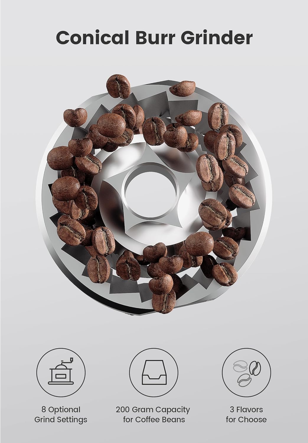 Cafetière Gevi 10 tasses avec moulin, infusion programmable, réservoir d'eau de 1,5 l, machine à café Keep Warm et moulin à bavures