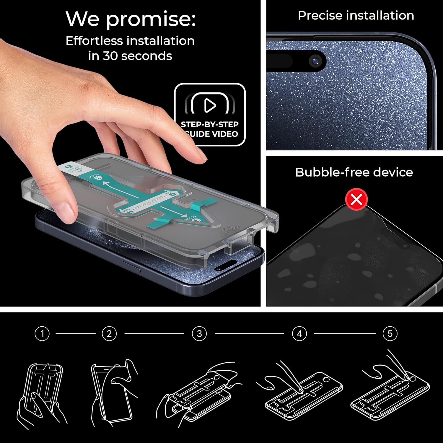 Deppa [2 Pack Premium Privacy Screen Protector do Iphone 14 Pro Max (6.7) Szkło hartowane 3D od krawędzi do krawędzi Pełna pokrywa z łatwą instalacją tacą na zestaw - antyszpiegowska, prywatna, ciemna, czarna folia