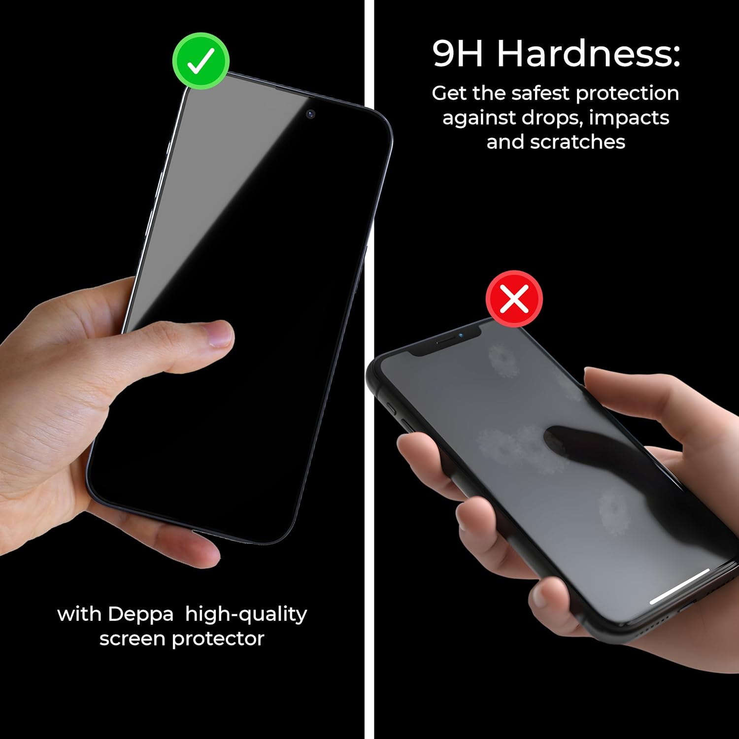 Deppa [2 Pack Premium Privacy Screen Protector do Iphone 14 Pro Max (6.7) Szkło hartowane 3D od krawędzi do krawędzi Pełna pokrywa z łatwą instalacją tacą na zestaw - antyszpiegowska, prywatna, ciemna, czarna folia