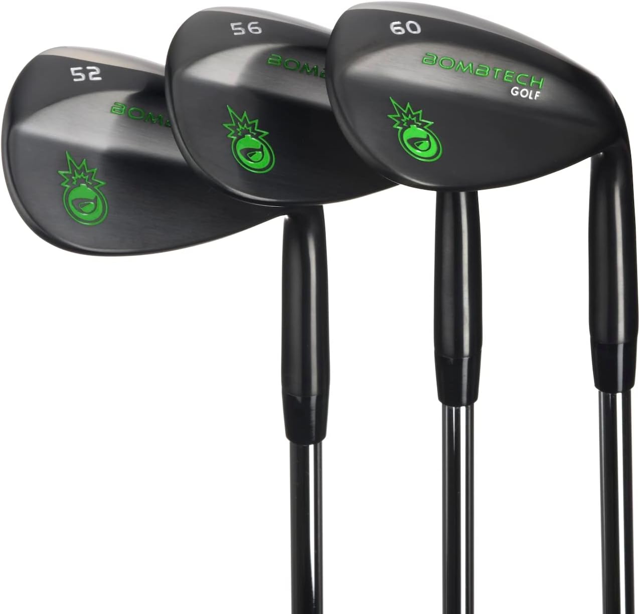 BombTech - Set di cunei da golf premium - cunei da golf a 52, 56, 60 gradi - Max Groove per una maggiore rotazione - Zeppe nere...