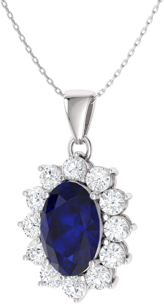สร้อยคอเพชรและอัญมณีรูปไข่ธรรมชาติและได้รับการรับรองจาก Diamondere ในทองคำแท้ 14k | จี้ 0.67 กะรัตพร้อมโซ่