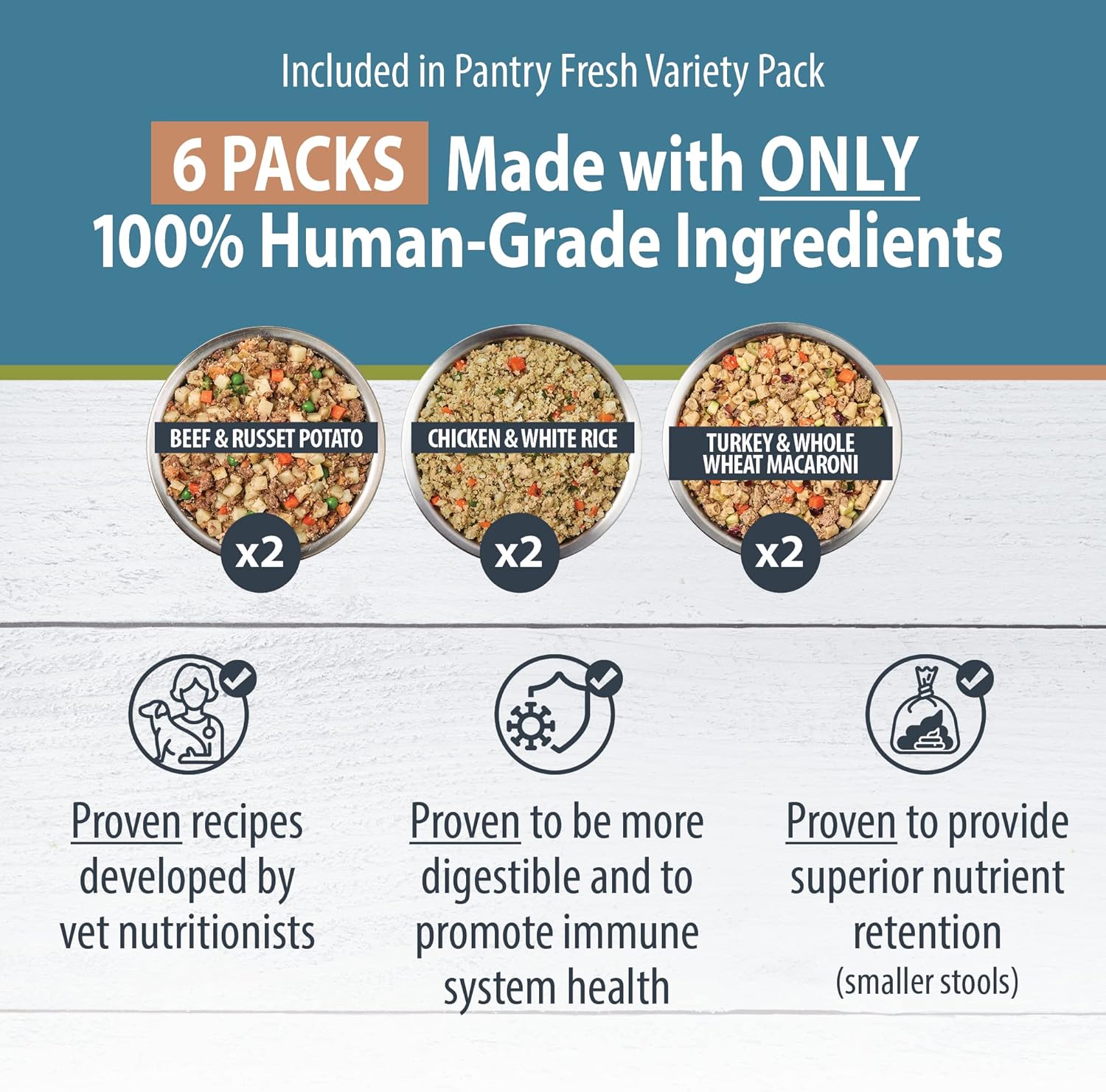 JustFoodForDogs Pantry Fresh Wet Dog Food Variety Pack, Complete Meal or Dog Food Topper, Beef, Chicken,  Turkey Human Grade Dog Food Recipes - 12.5 oz (Pack of 6)
