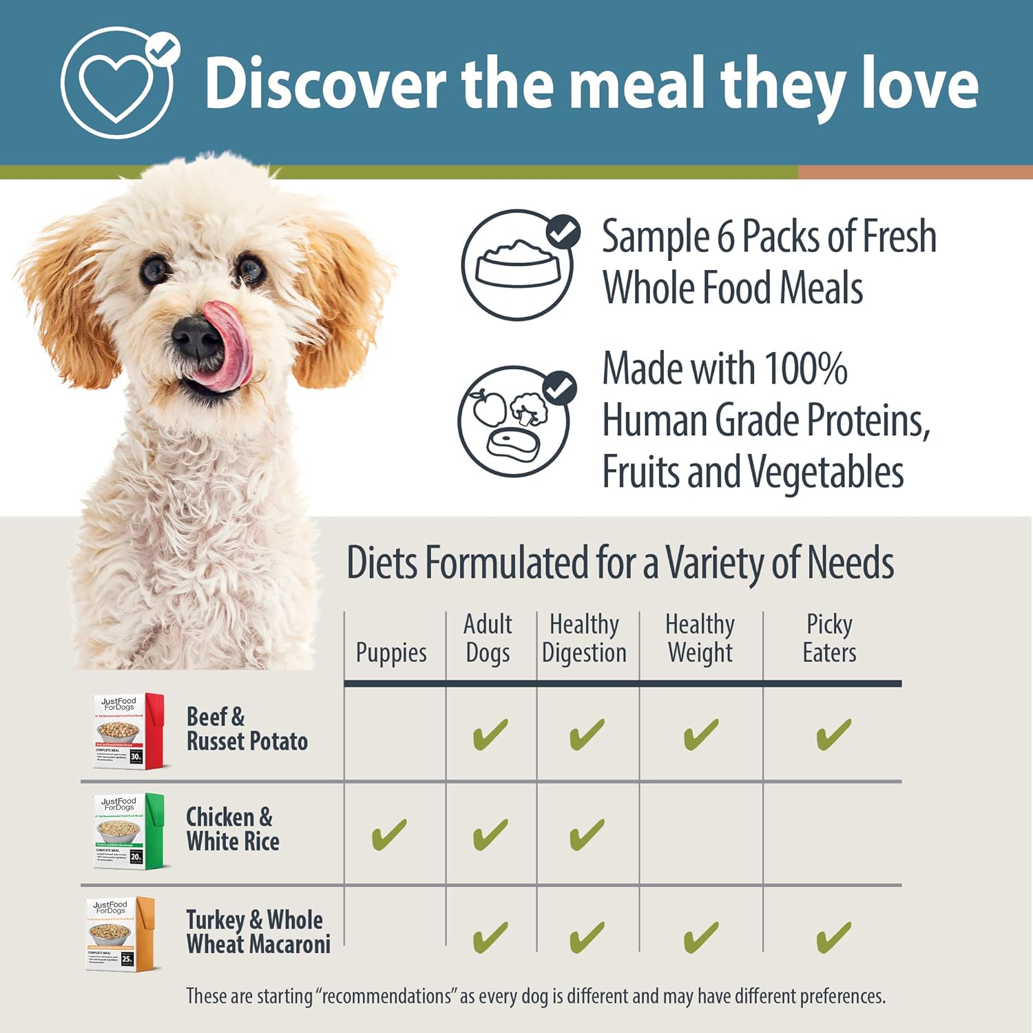 JustFoodForDogs Pantry Fresh Wet Dog Food Variety Pack, Complete Meal or Dog Food Topper, Beef, Chicken,  Turkey Human Grade Dog Food Recipes - 12.5 oz (Pack of 6)