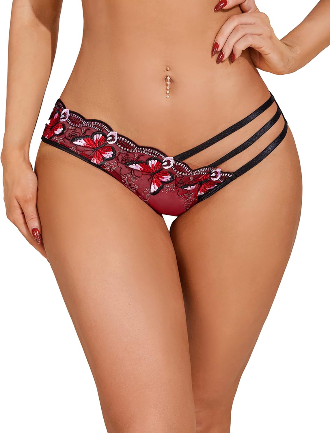 Avidlove Sexy Panties for Women Butterfly Embroidered Underwear Mesh Panties Pack