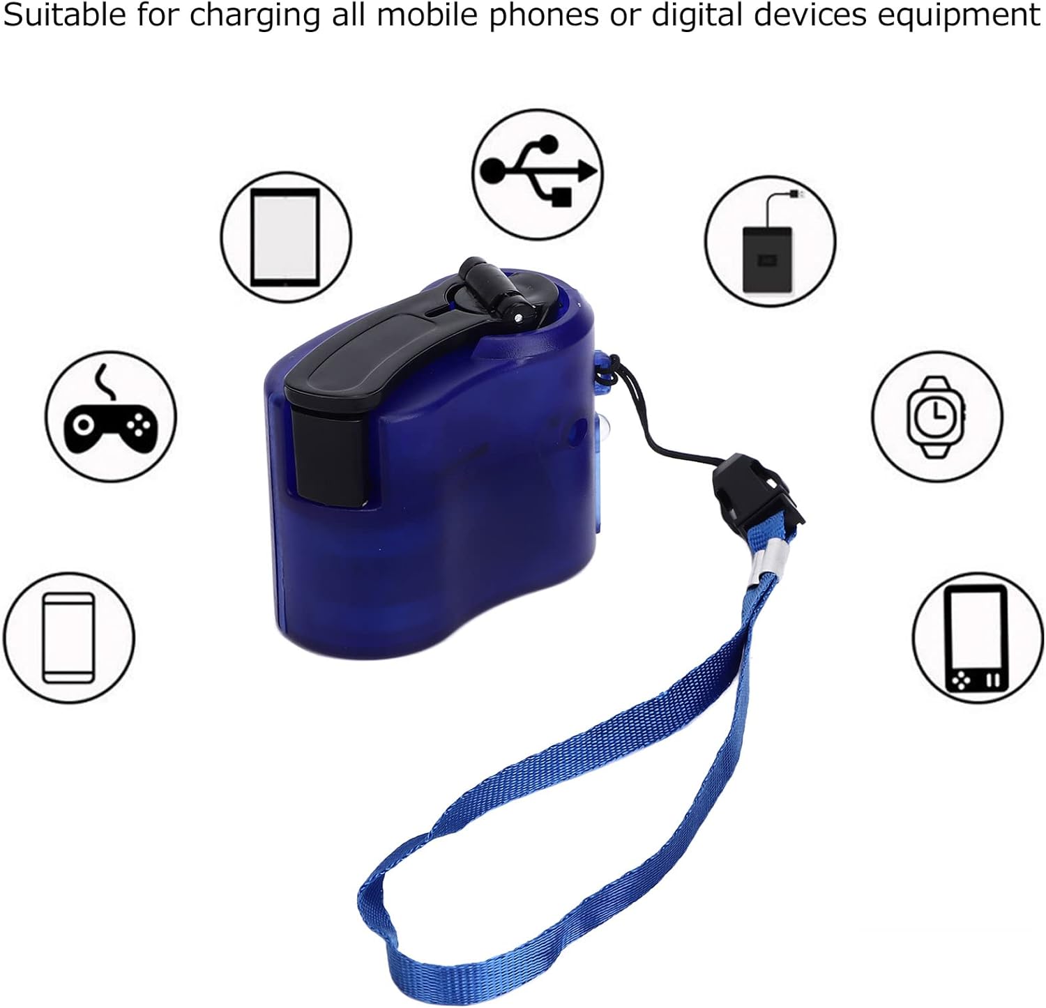 RTLR Hand Crank Charger, Emergency Supplies, Hand Crank USB Phone Charger, Compact DC 5.5V 600mA Hand Crank Backup Charger Hand Crank Generator (Blue)