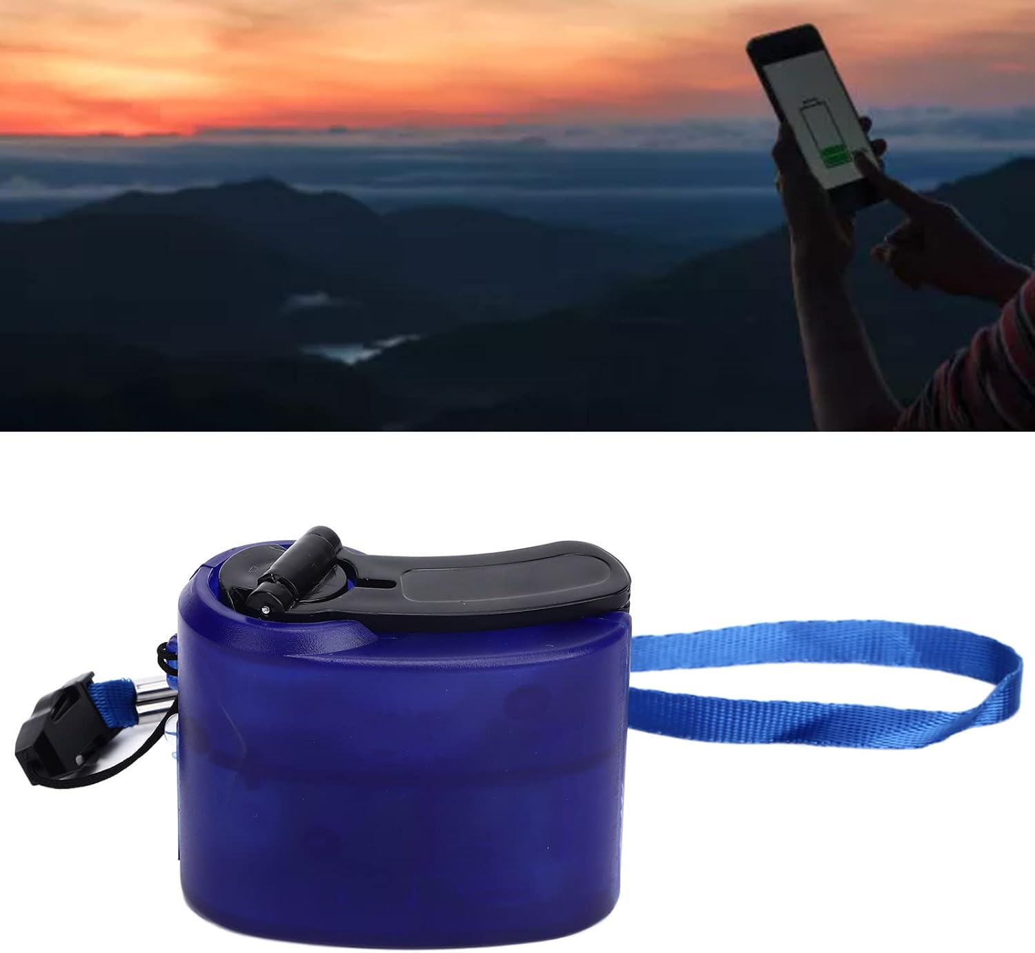 RTLR Hand Crank Charger, Emergency Supplies, Hand Crank USB Phone Charger, Compact DC 5.5V 600mA Hand Crank Backup Charger Hand Crank Generator (Blue)