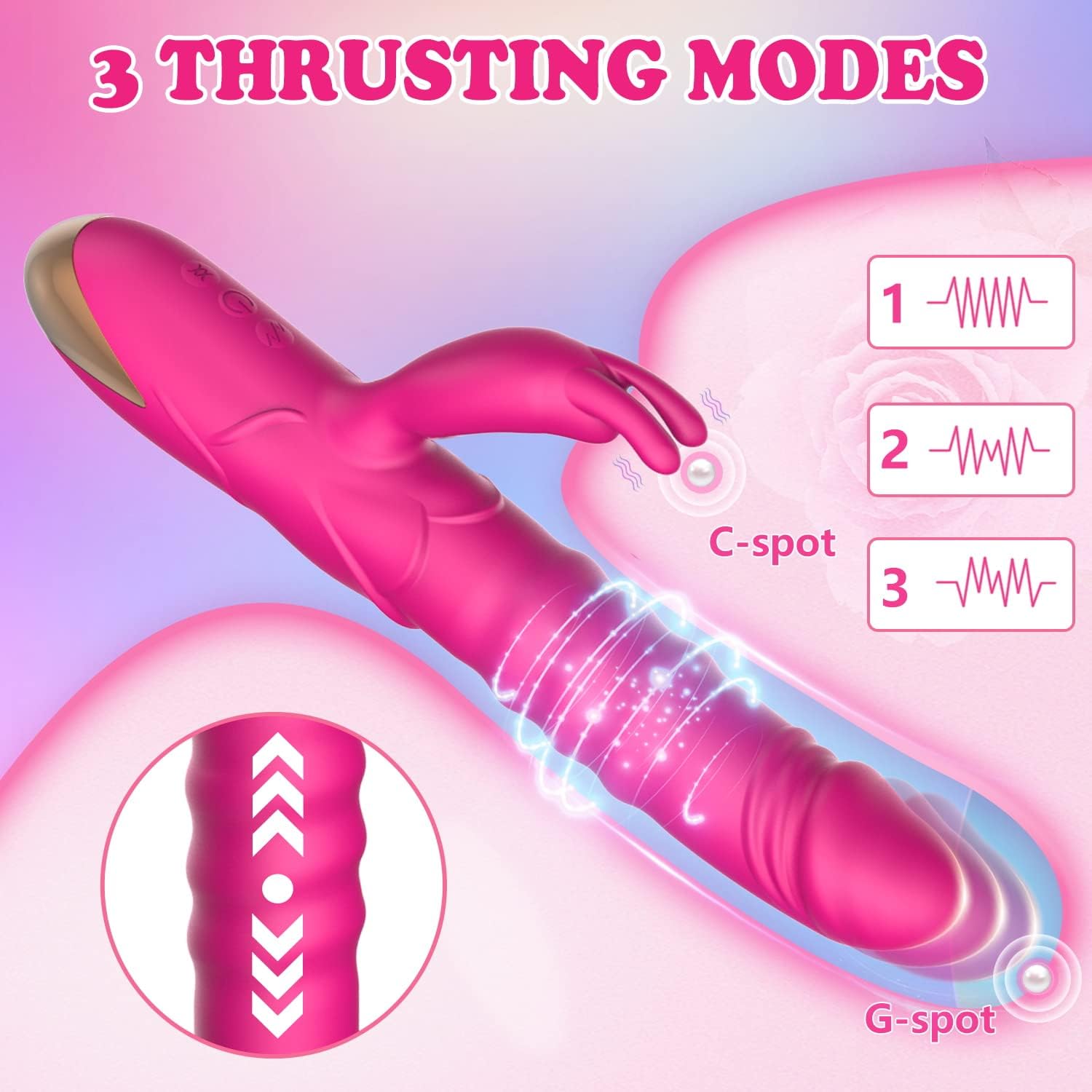 เครื่องสั่นกระต่ายสั่น, เครื่องสั่น G Spot คลิตอริส กันน้ำ ชาร์จไฟได้ เครื่องสั่นซิลิโคนสมจริง