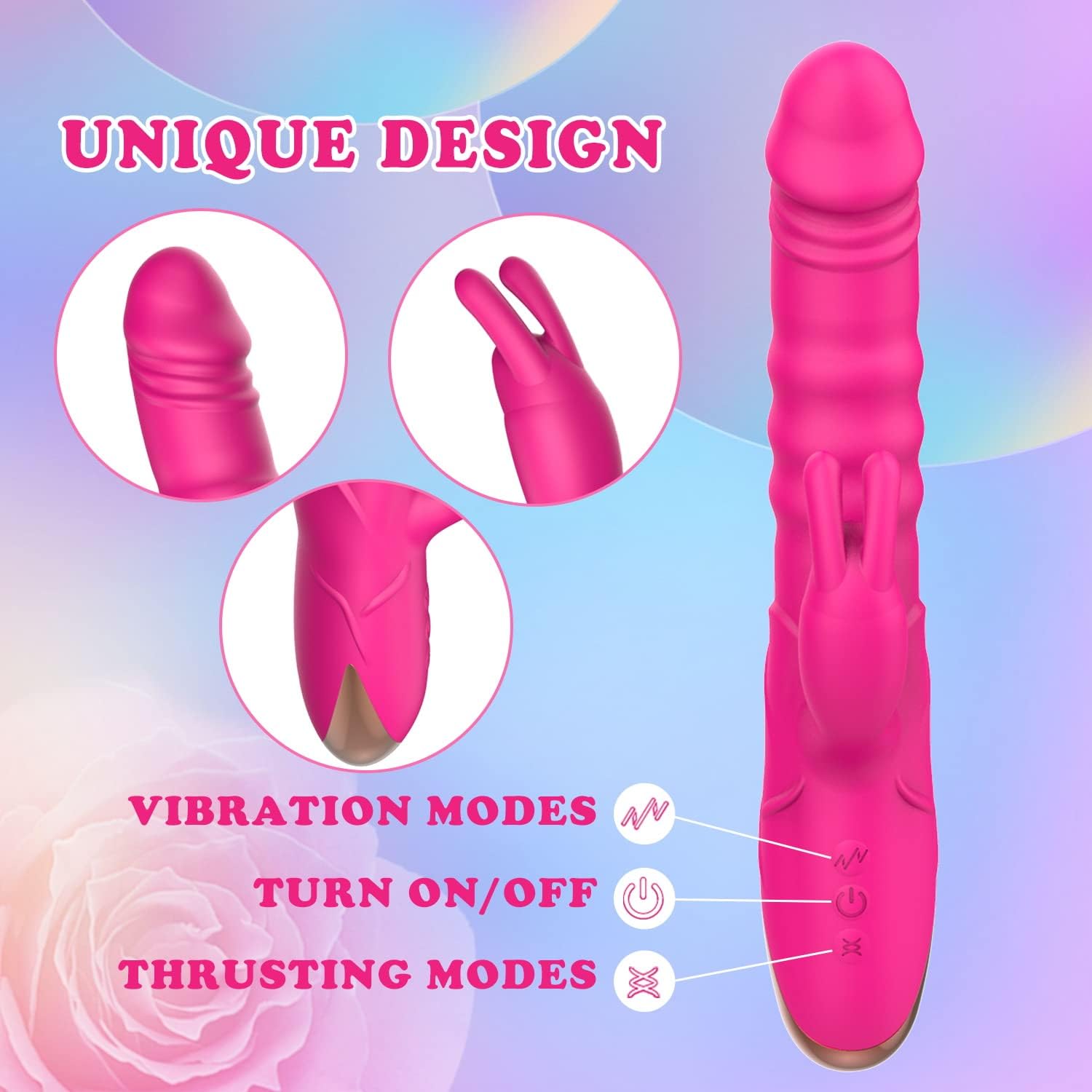 เครื่องสั่นกระต่ายสั่น, เครื่องสั่น G Spot คลิตอริส กันน้ำ ชาร์จไฟได้ เครื่องสั่นซิลิโคนสมจริง