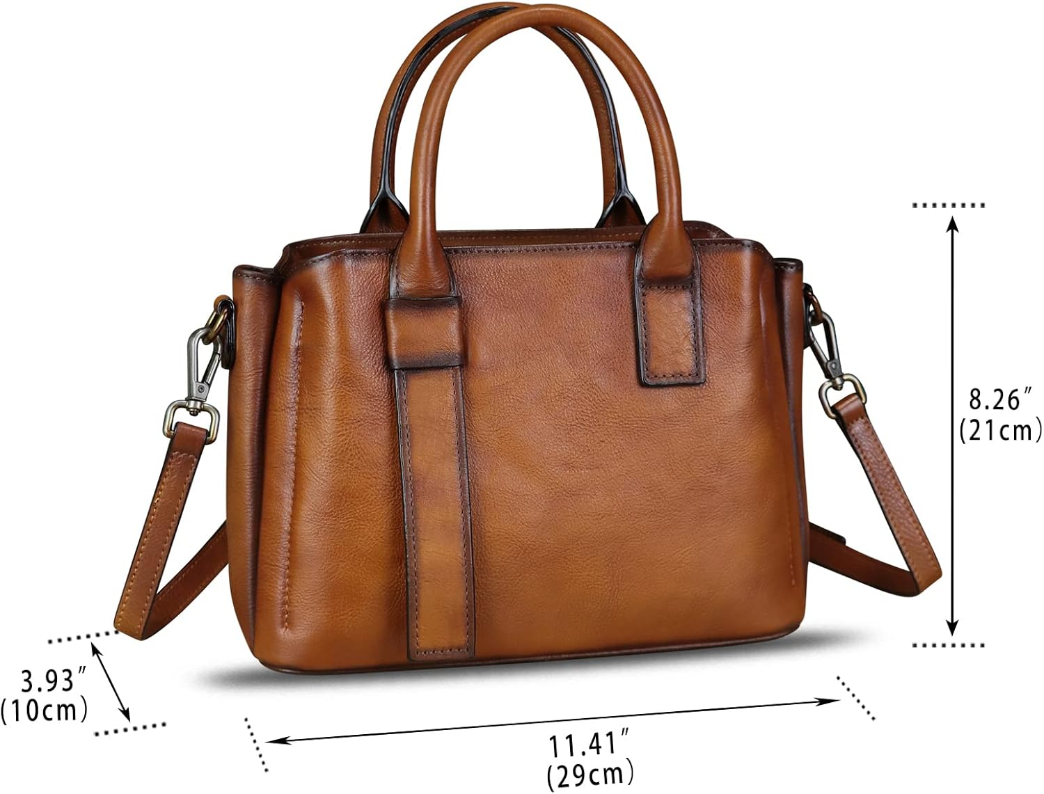 Genuine Leather Satchel for Women Top Handle Bags Handmade Purse Vintage Crossbody Handbags Retro Leather Hobo Bag · v2