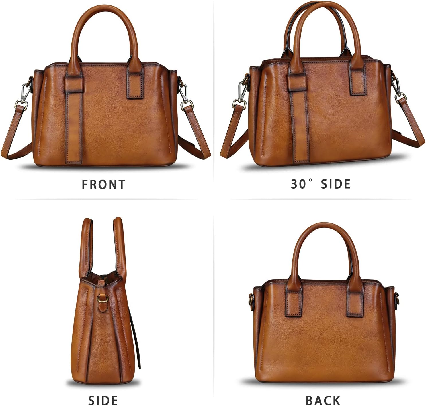 Genuine Leather Satchel for Women Top Handle Bags Handmade Purse Vintage Crossbody Handbags Retro Leather Hobo Bag · v2
