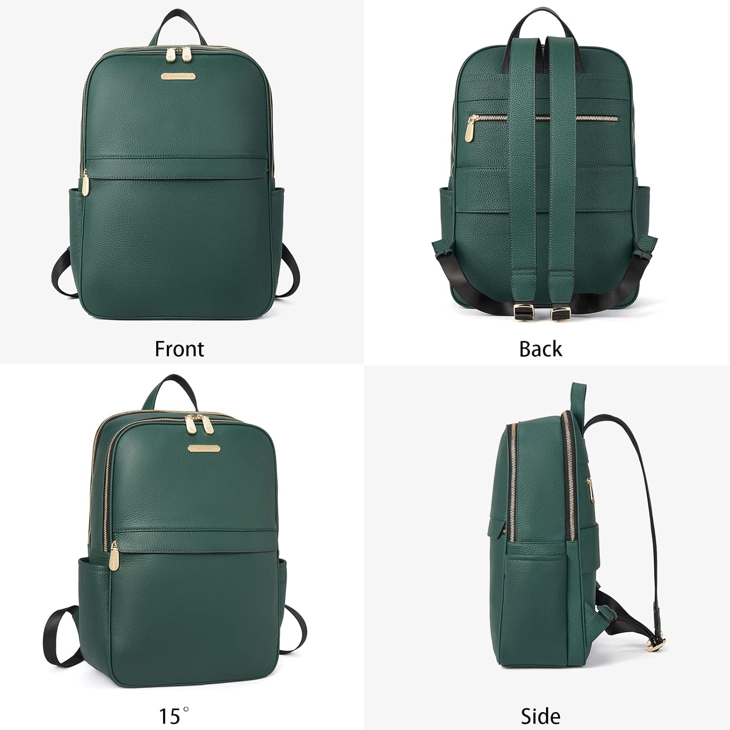 BOSTANTEN 15,6-Zoll-Laptop-Rucksack aus echtem Leder, Geldbörse für Damen, College-Freizeitrucksack, Reisetasche