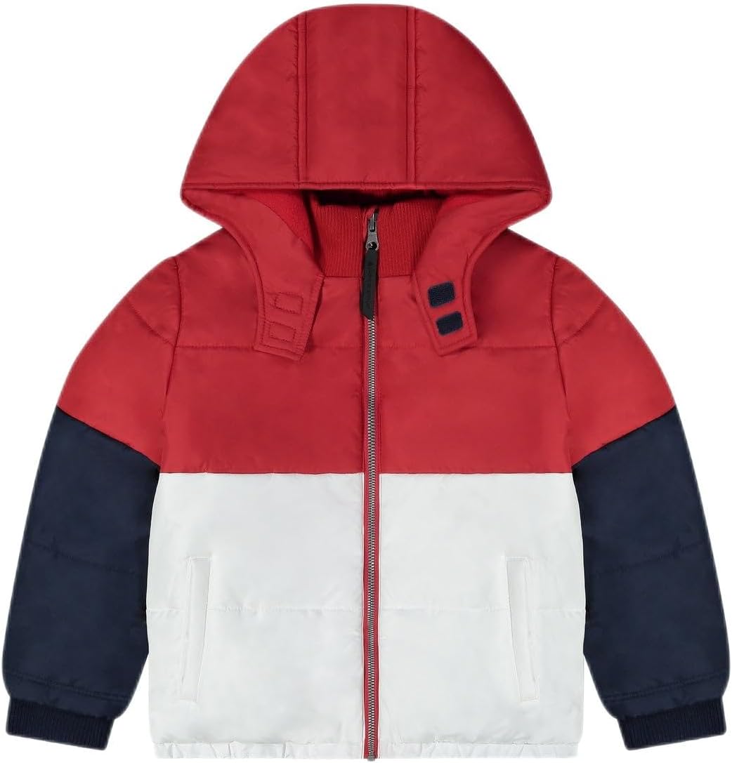 Andy  Evan Boys Colorblocked Puffer Winter Jacket, Winter and Fall Weather Coats for Kids, Tan Navy or Red