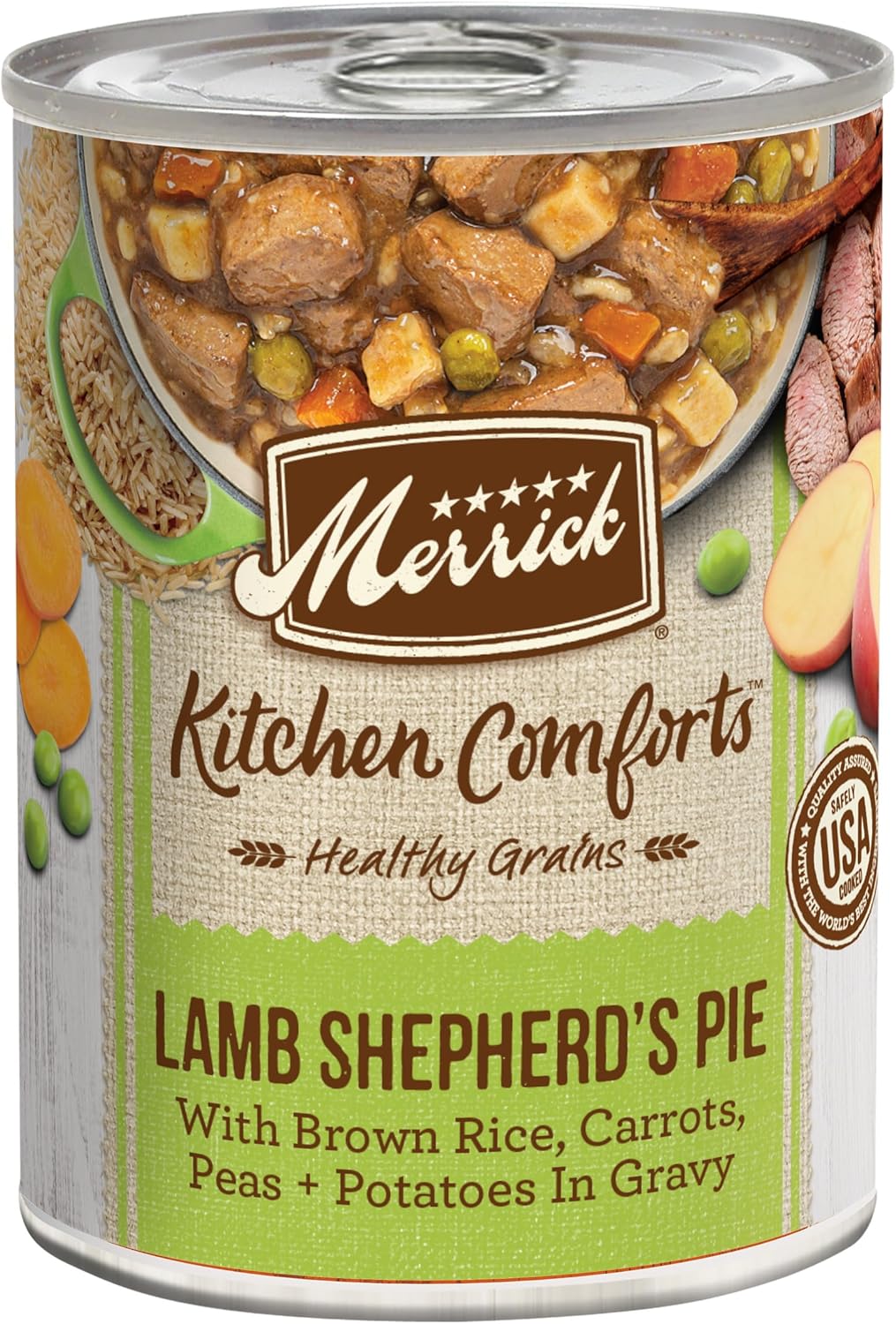 Nourriture naturelle saine Merrick Kitchen Comforts pour chiens adultes en conserve avec sauce, pâté chinois à l'agneau et au riz - (lot de 12) boîtes de 12,7 oz
