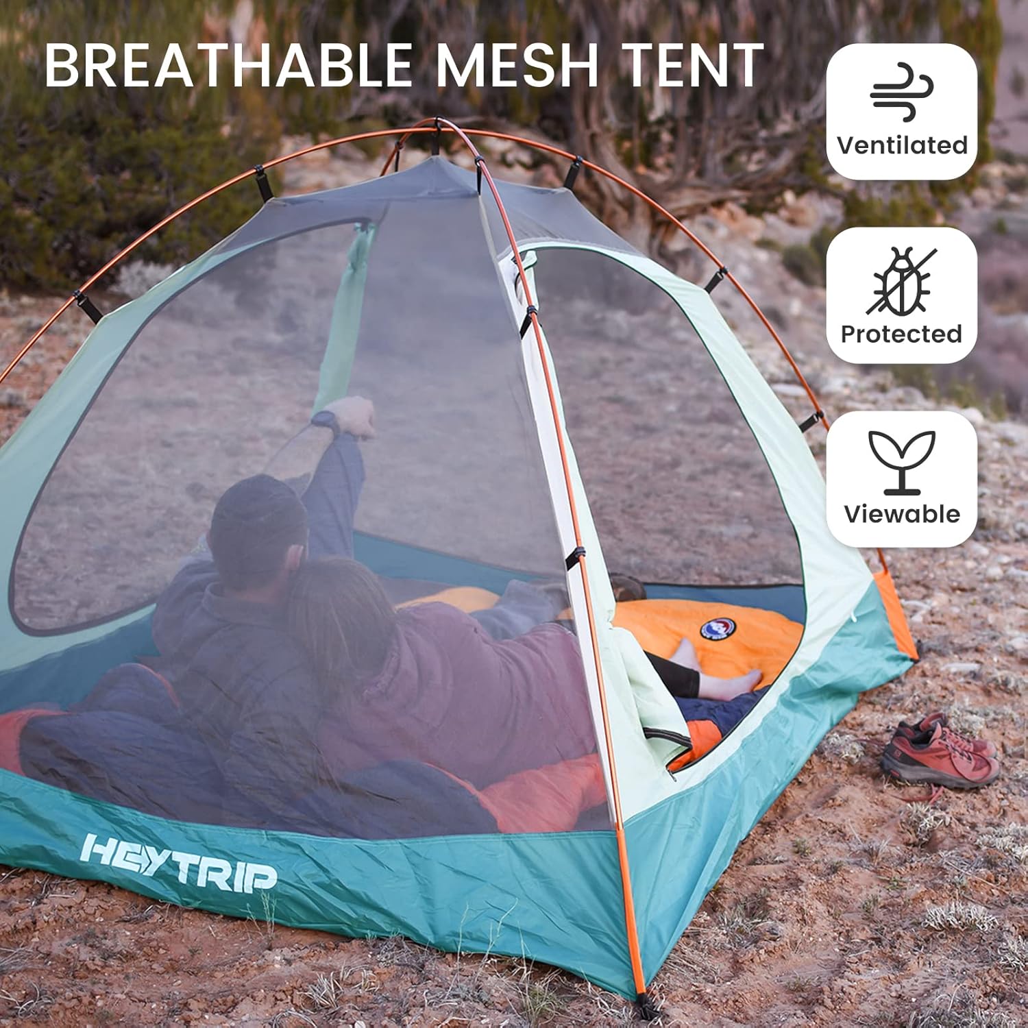 HEYTRIP Backpacking Tent 1/2/ 3/4 Person Ultralight Camping Tent with Removable Rainfly, Two Doors Waterproof Camp Tents for Hiking  Family Camping · v2