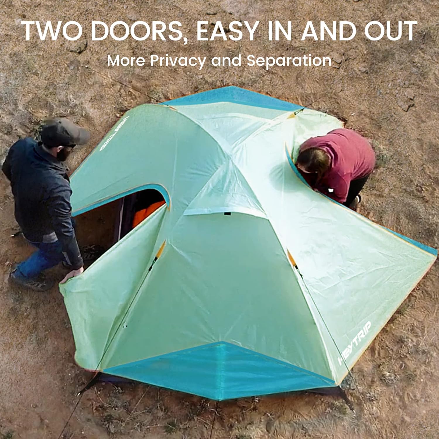 HEYTRIP Backpacking Tent 1/2/ 3/4 Person Ultralight Camping Tent with Removable Rainfly, Two Doors Waterproof Camp Tents for Hiking  Family Camping · v2