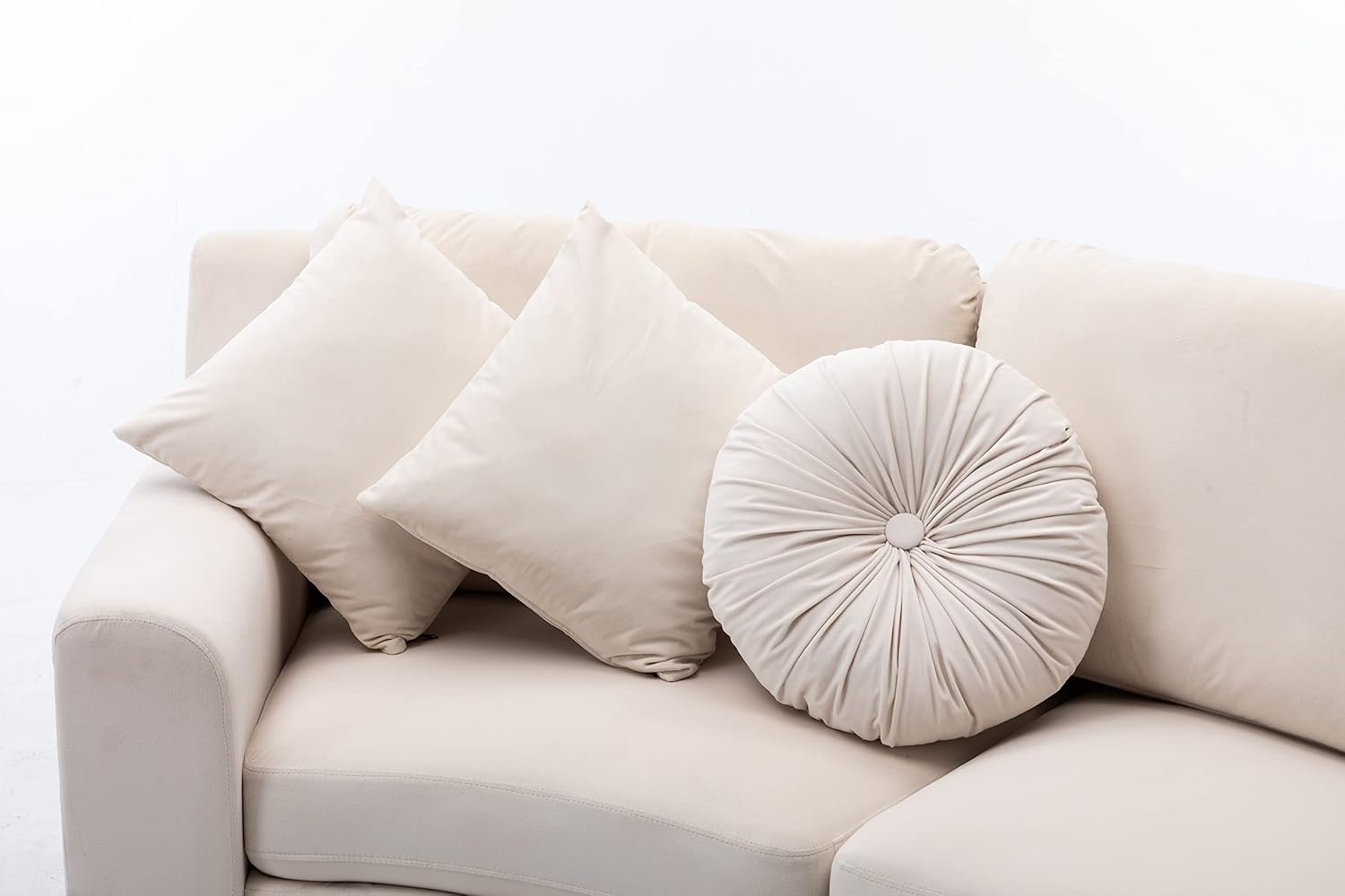 Divano modulare Legend Vansen per soggiorno in velluto a semicerchio componibile, 136, beige