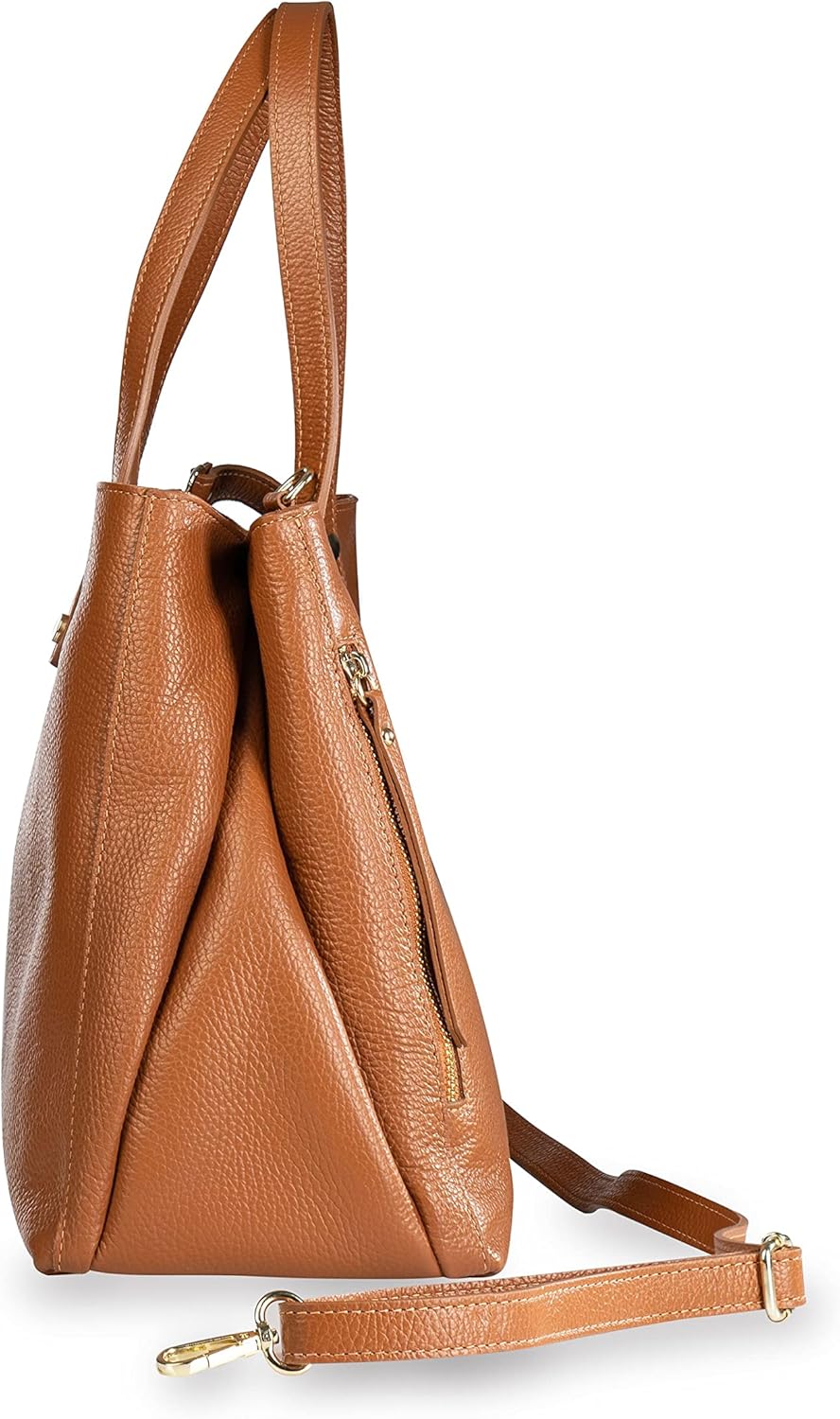 Baroncelli Large Leather Tote Bag Genuine Italian Pebbled Leather Designed and Made in Italy · v6