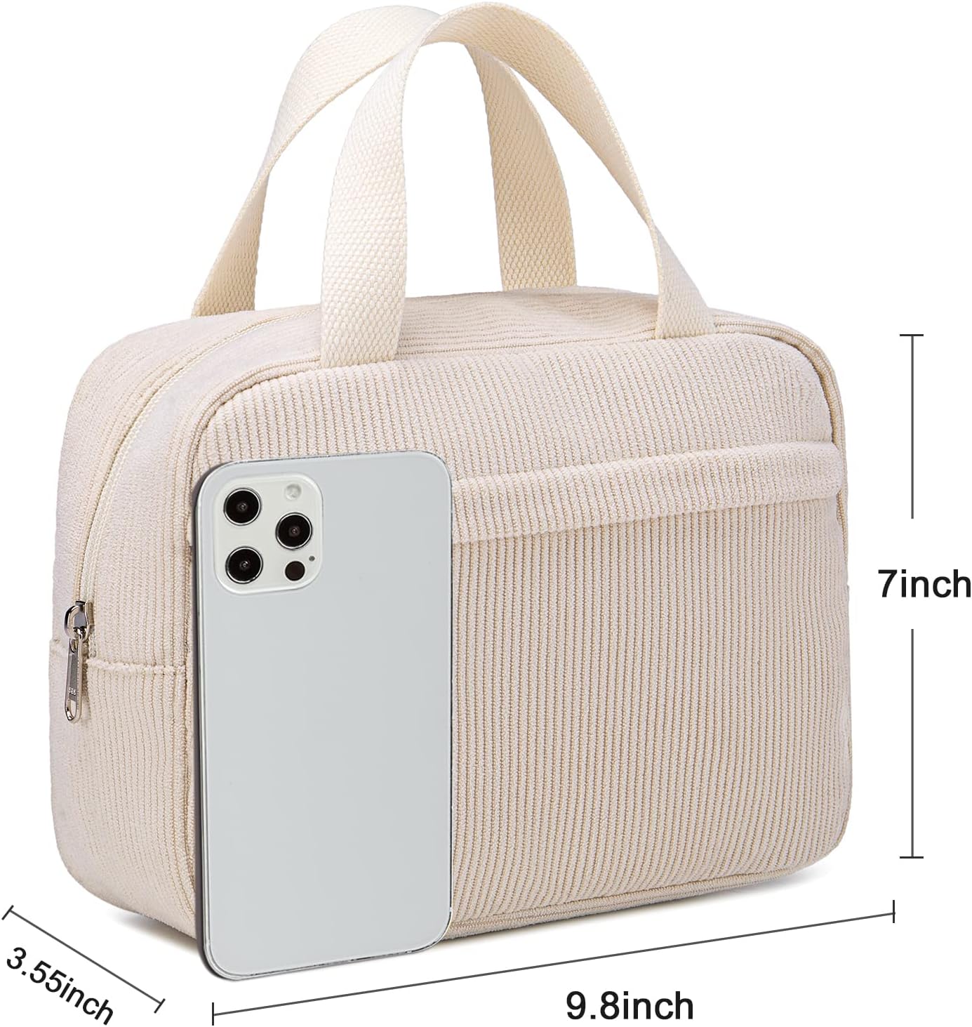 Makeup Bag for Women Girls Cute Corduroy Travel Cosmetic Tote Large Make Up Organizer Toiletry Bags Zipper Pouch Purse