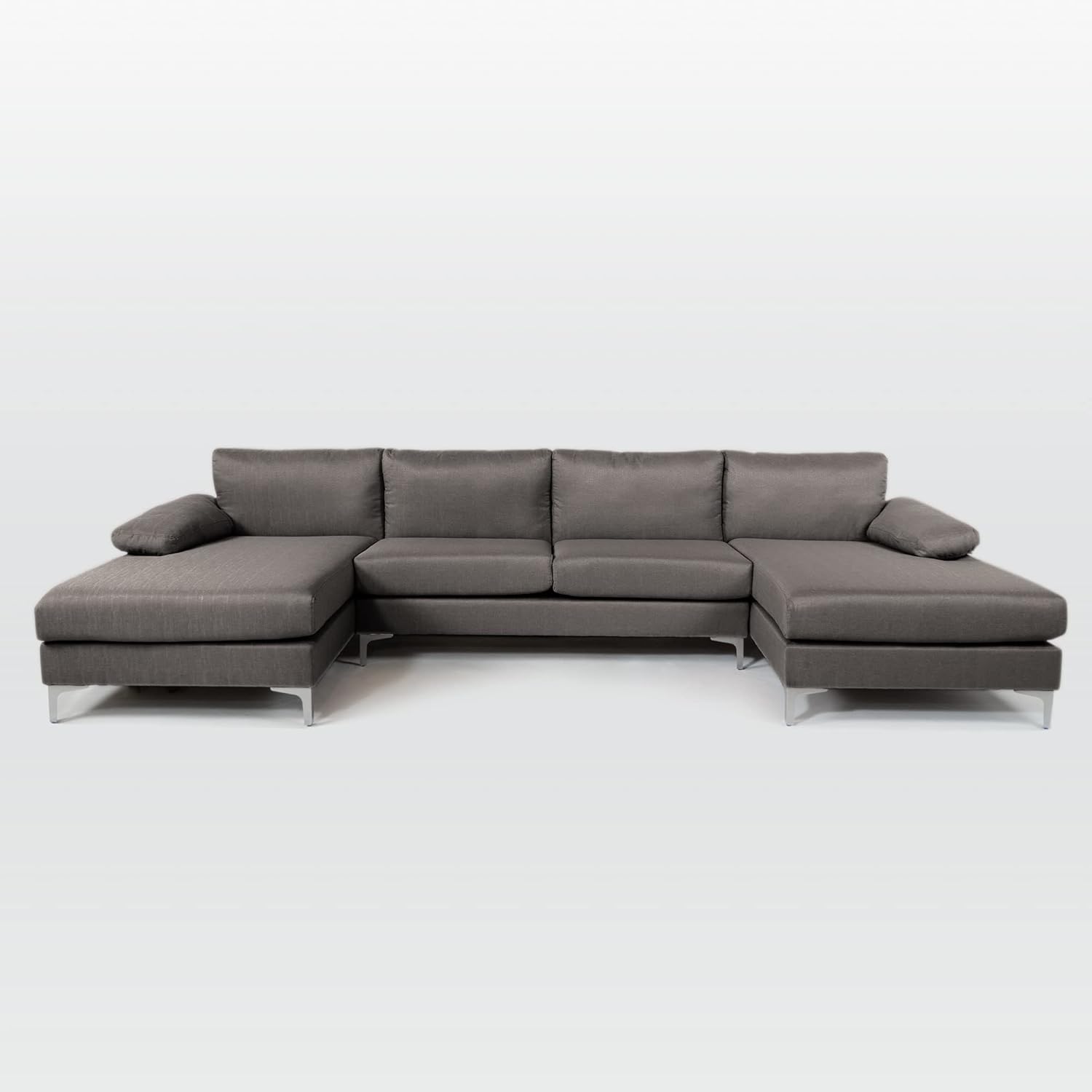 Casa Andrea Milano Modern Large Linen Fabric U-Shape Sectional Sofa, Double Extra Wide Chaise Lounge Couch · v2