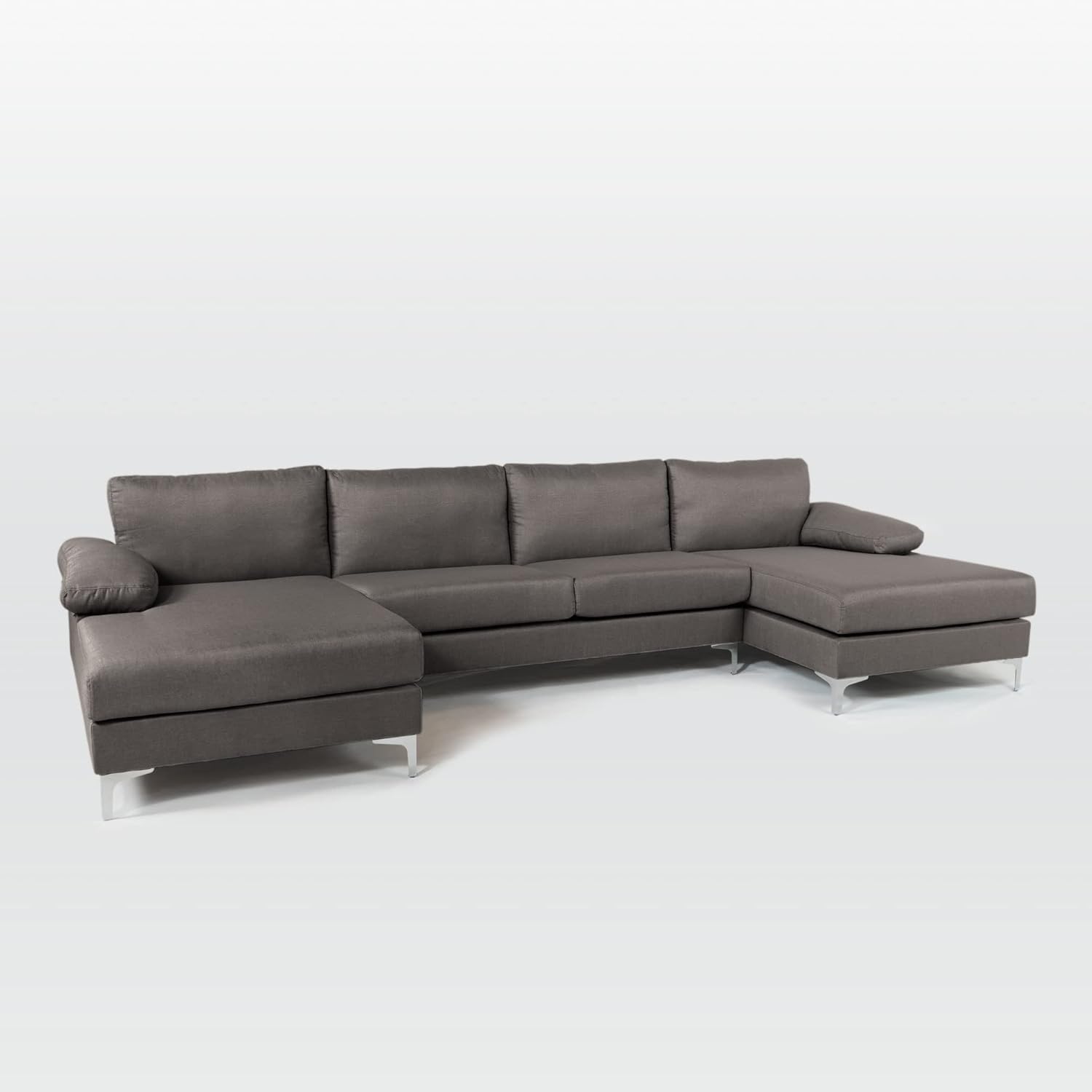 Casa Andrea Milano Modern Large Linen Fabric U-Shape Sectional Sofa, Double Extra Wide Chaise Lounge Couch · v2