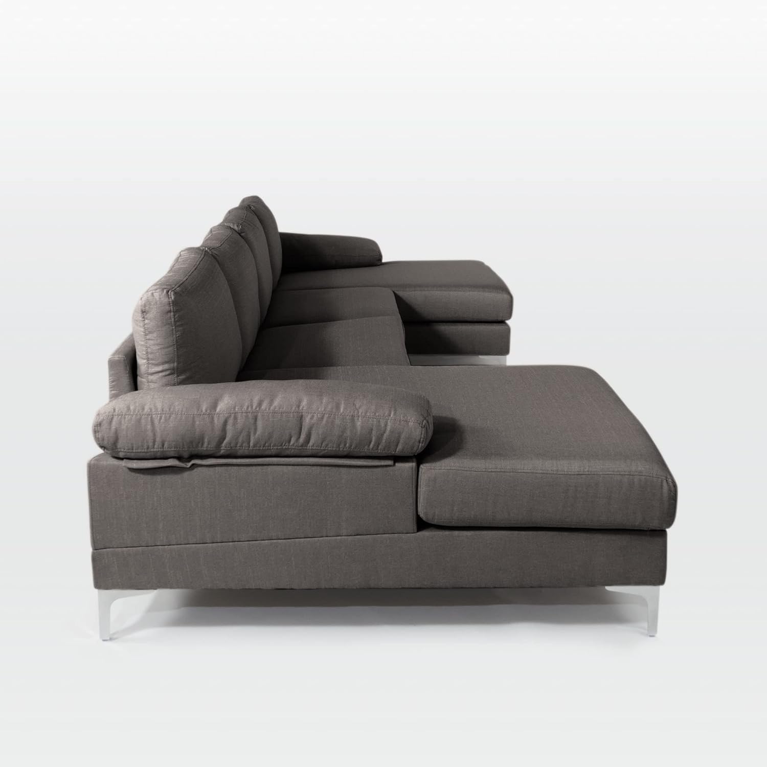 Casa Andrea Milano Modern Large Linen Fabric U-Shape Sectional Sofa, Double Extra Wide Chaise Lounge Couch · v2