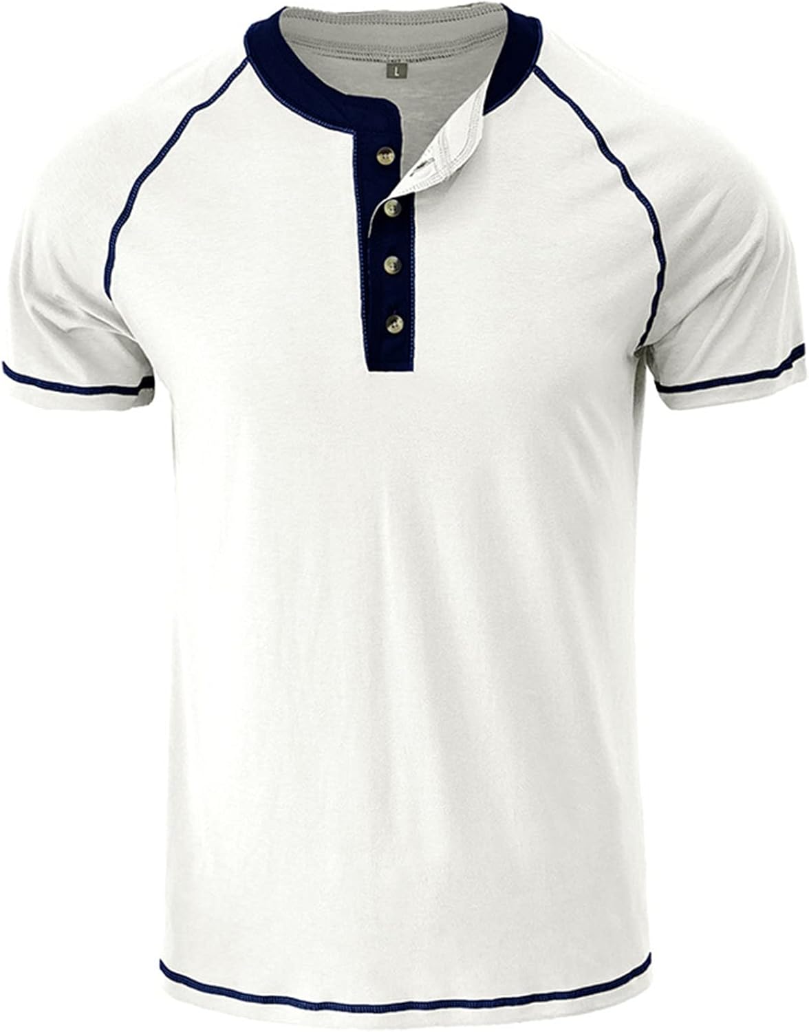 เสื้อเชิ้ต Henley สำหรับผู้ชาย ทรงหลวม แขนสั้น ผ้าฝ้าย เสื้อยืดสีพื้นคลาสสิก เสื้อยืดใส่สบาย