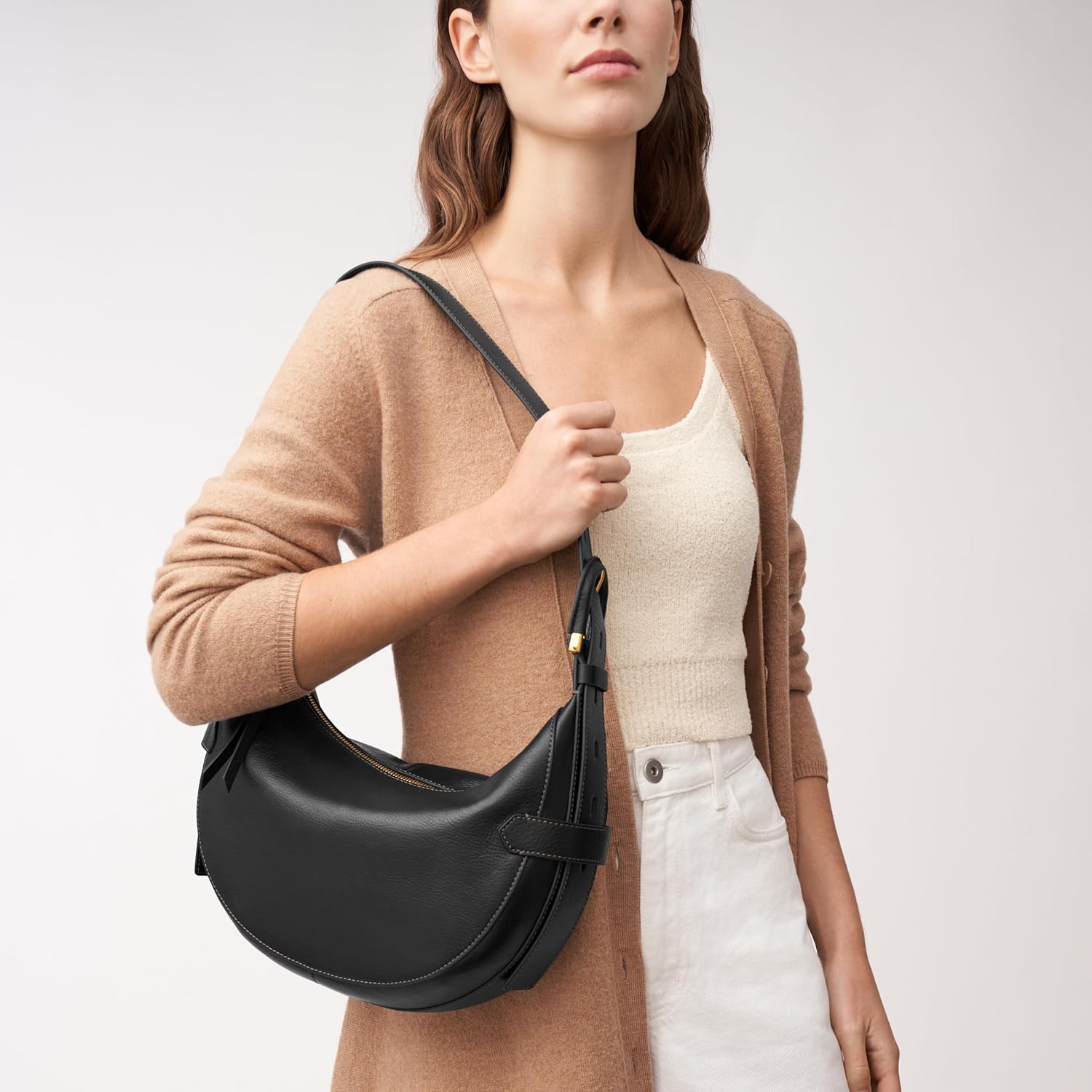 Fossil Womens Harwell Leather Hobo Purse Handbag for Women · v2