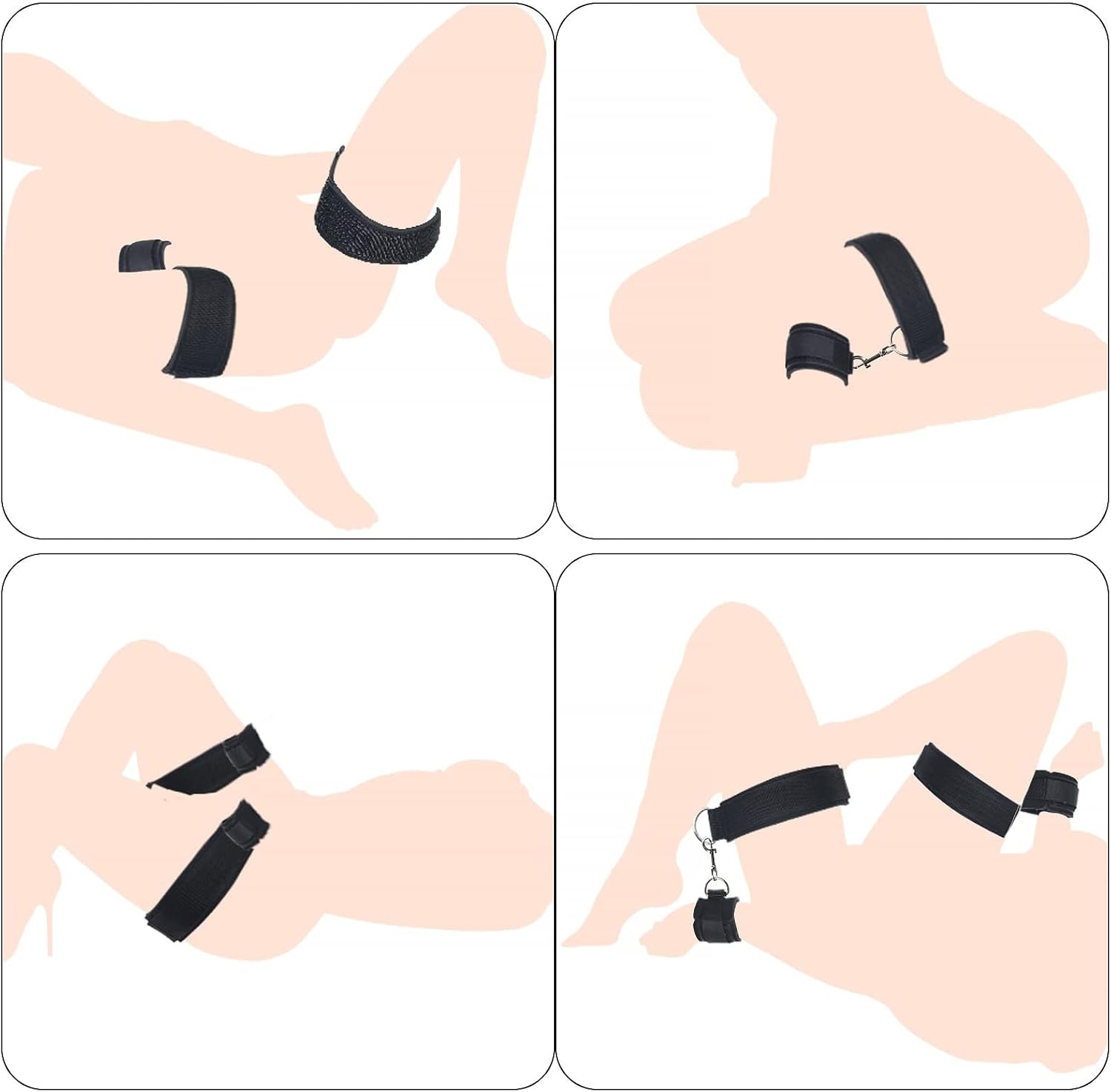 섹스 본디지 손목 허벅지 커프 BDSM 구속 세트, 조절 가능한 다리 스트랩이 있는 여성용 섹스 토이 커플 초보자용 수갑 SM 게임 플레이