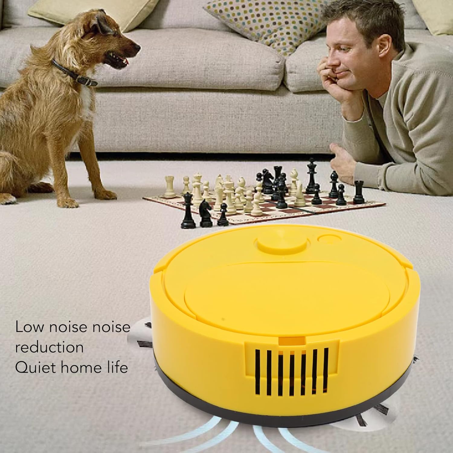 Pwshymi Robot Vacuum Cleaner Multifunctional USB Charging Mini Smart Sweeping Robot for Wooden Flooring Tile Carpet(Yellow) Roboticvacuumcleaner Tangle Free Low Noise Automatic · v6