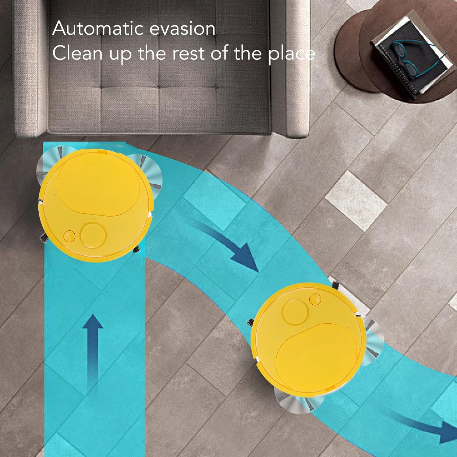 Pwshymi Robot Vacuum Cleaner Multifunctional USB Charging Mini Smart Sweeping Robot for Wooden Flooring Tile Carpet(Yellow) Roboticvacuumcleaner Tangle Free Low Noise Automatic · v6