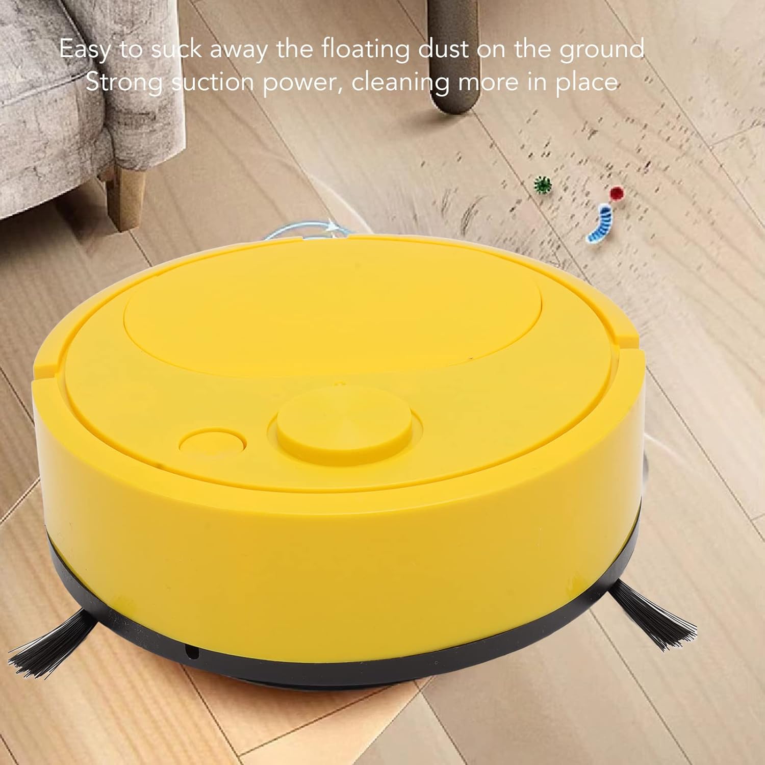 Pwshymi Robot Vacuum Cleaner Multifunctional USB Charging Mini Smart Sweeping Robot for Wooden Flooring Tile Carpet(Yellow) Roboticvacuumcleaner Tangle Free Low Noise Automatic · v6