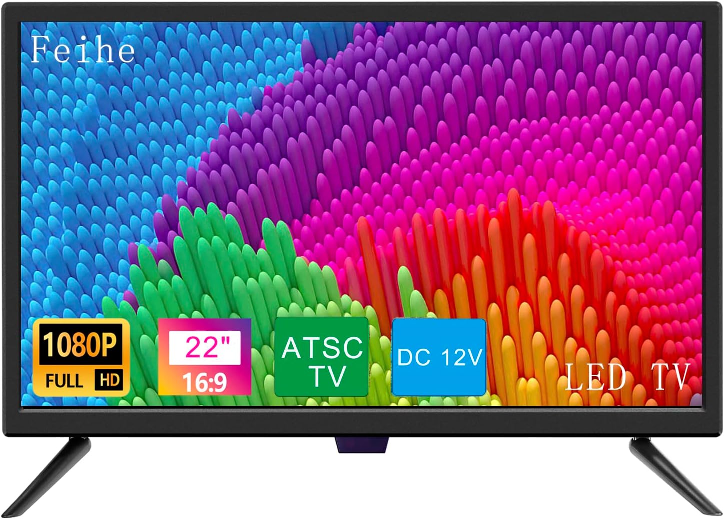 22 インチテレビ、FHD LED フラットスクリーンテレビ 1080p IPS ディスプレイ、デジタルデュアルチューナー ATSC/HDMI/VGA/AV/USB、キッチン/RV/キャラバンやボートに適した 12 ボルト RV テレビ (2022 モデル)