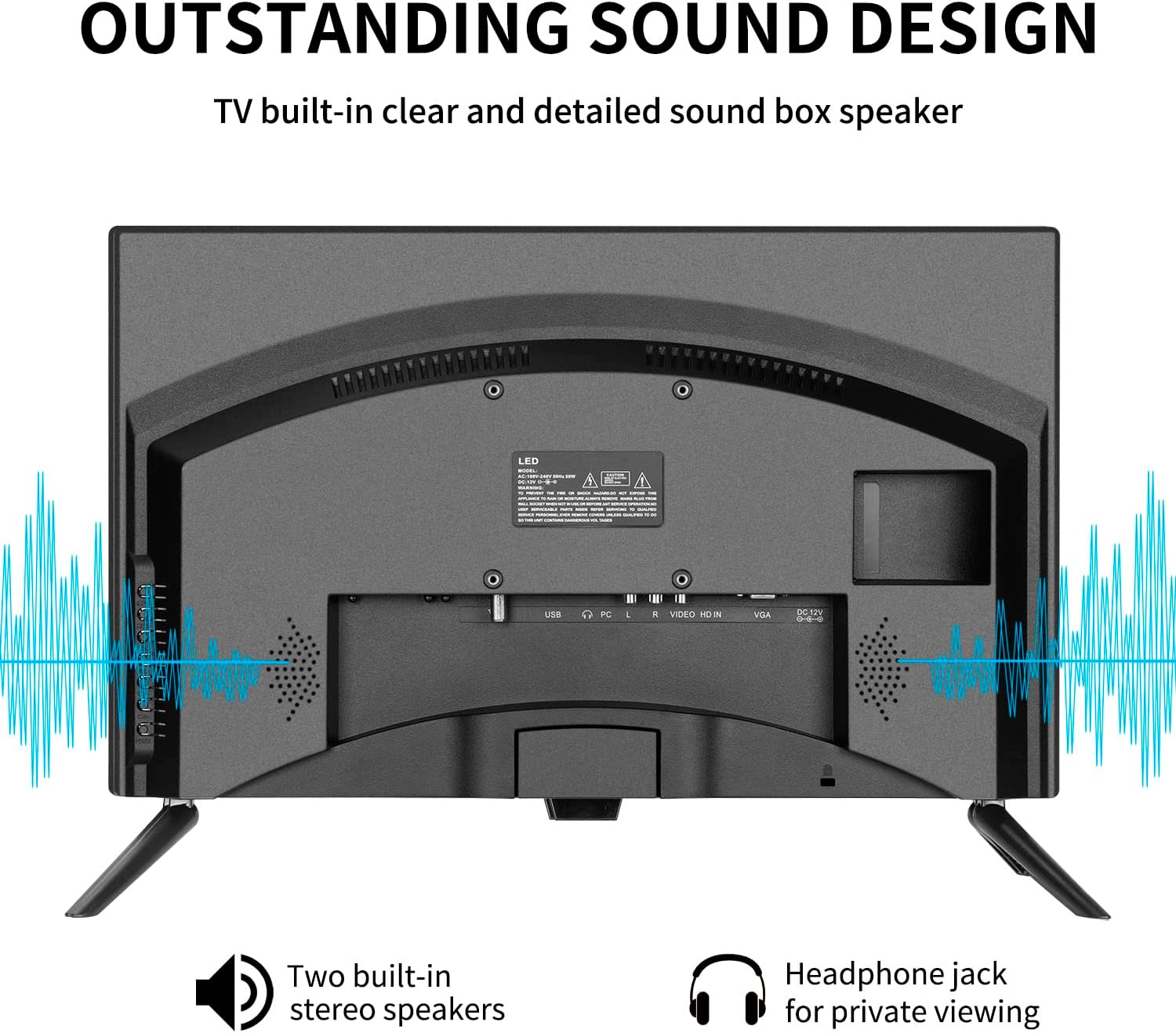 22 インチテレビ、FHD LED フラットスクリーンテレビ 1080p IPS ディスプレイ、デジタルデュアルチューナー ATSC/HDMI/VGA/AV/USB、キッチン/RV/キャラバンやボートに適した 12 ボルト RV テレビ (2022 モデル)