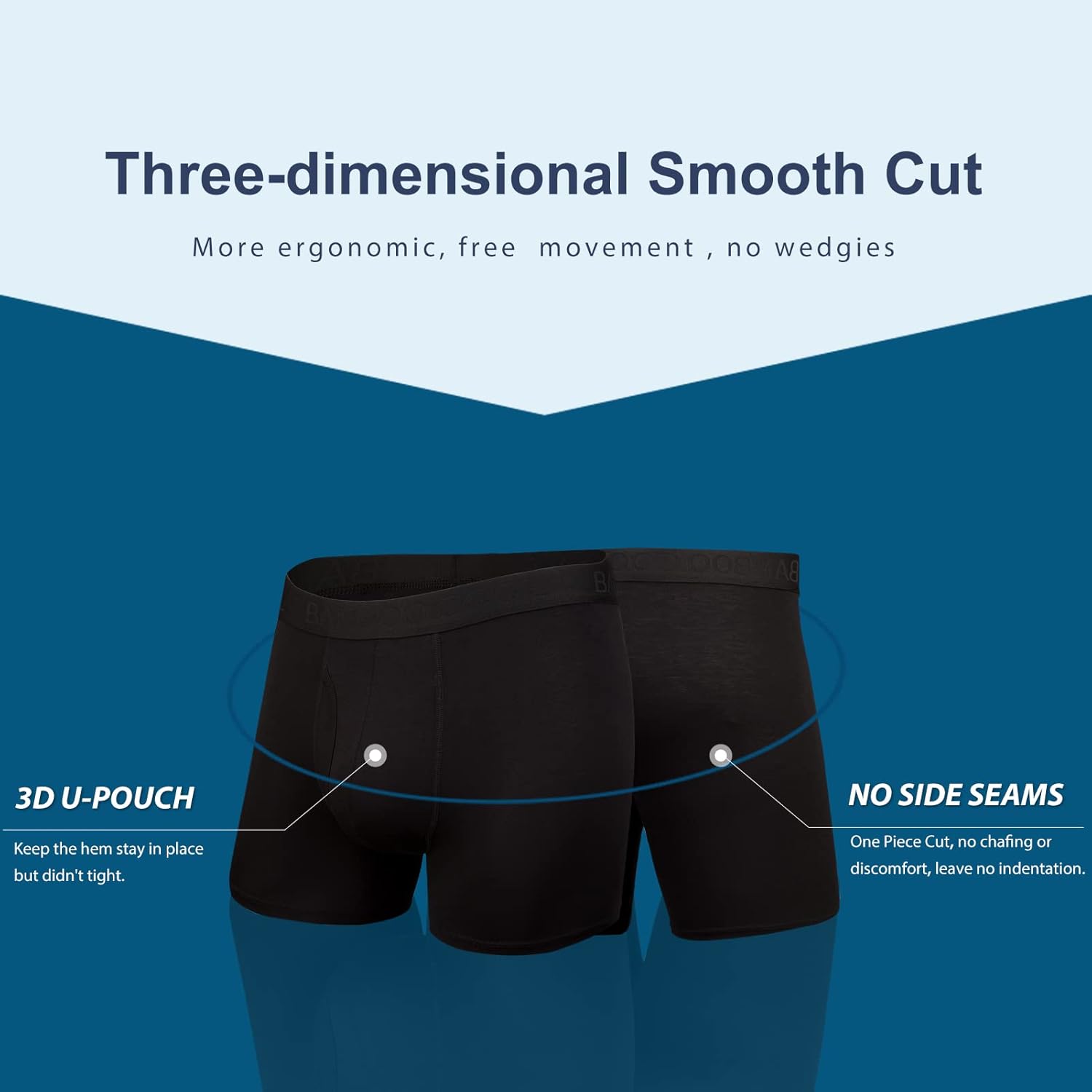 BAMBOO COOL boxershorts voor heren, Fly met ingebouwd 3D-zakje, comfortabel cool ondergoed voor heren, set van 4