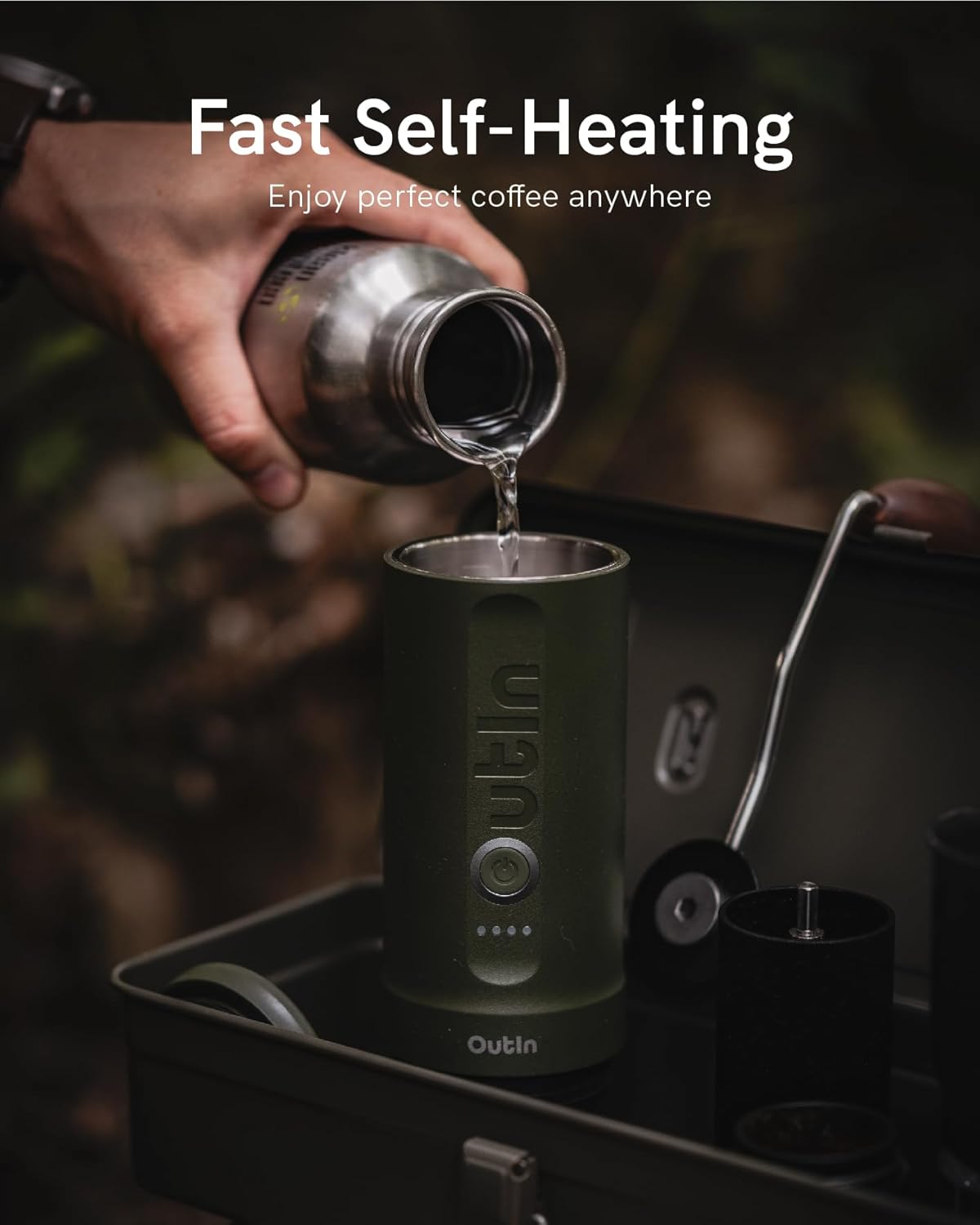 Tragbare elektrische Espressomaschine von Outin Nano, Reisekaffeemaschine für Camping, Autokaffeemaschine mit USB-C, mit NS-Kapsel aus gemahlenem Kaffee für Wohnmobil, Wandern, Büro
