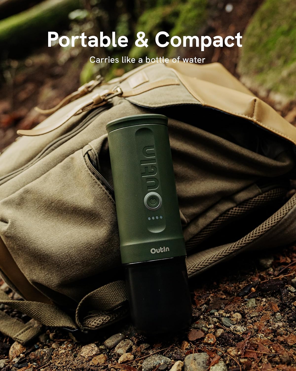Tragbare elektrische Espressomaschine von Outin Nano, Reisekaffeemaschine für Camping, Autokaffeemaschine mit USB-C, mit NS-Kapsel aus gemahlenem Kaffee für Wohnmobil, Wandern, Büro