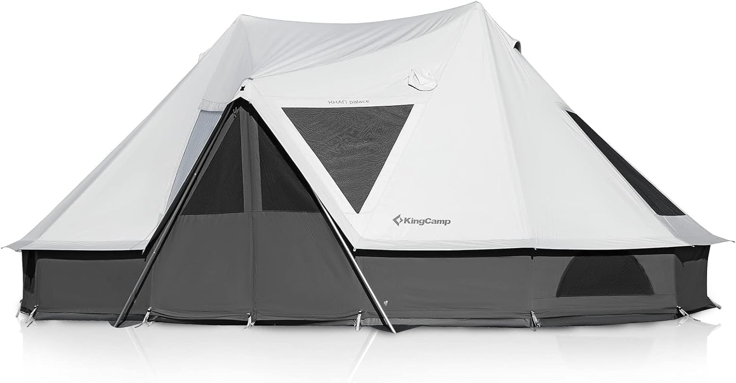 KingCamp Rundzelt aus Segeltuch für Camping, 4 Seasons Camping Jurtenzelt, mit Herdbuchsen, luxuriöse wasserdichte und atmungsaktive Glamping-Zelte für Familiencamping, Outdoor-Jagdparty