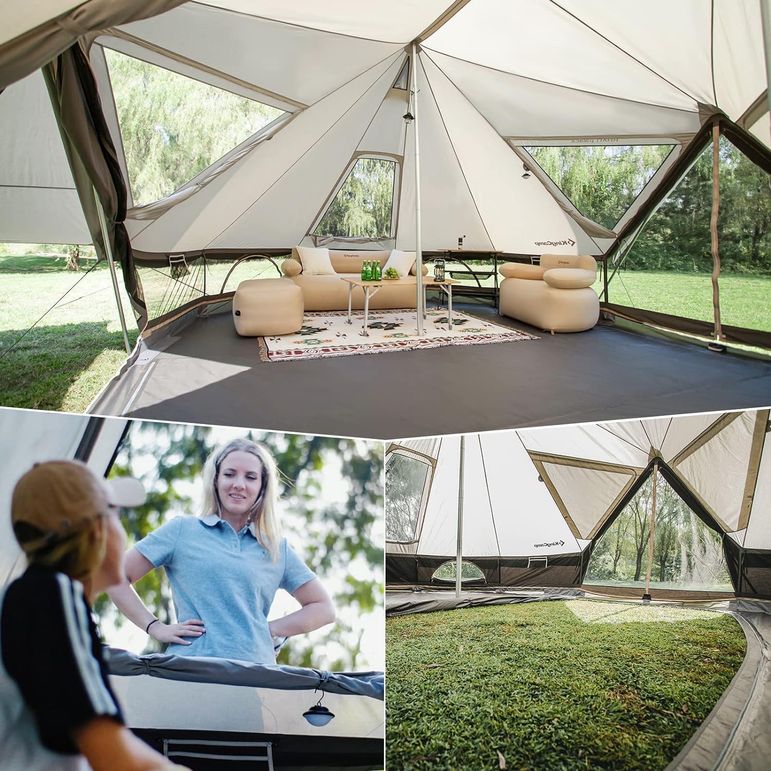 KingCamp Rundzelt aus Segeltuch für Camping, 4 Seasons Camping Jurtenzelt, mit Herdbuchsen, luxuriöse wasserdichte und atmungsaktive Glamping-Zelte für Familiencamping, Outdoor-Jagdparty