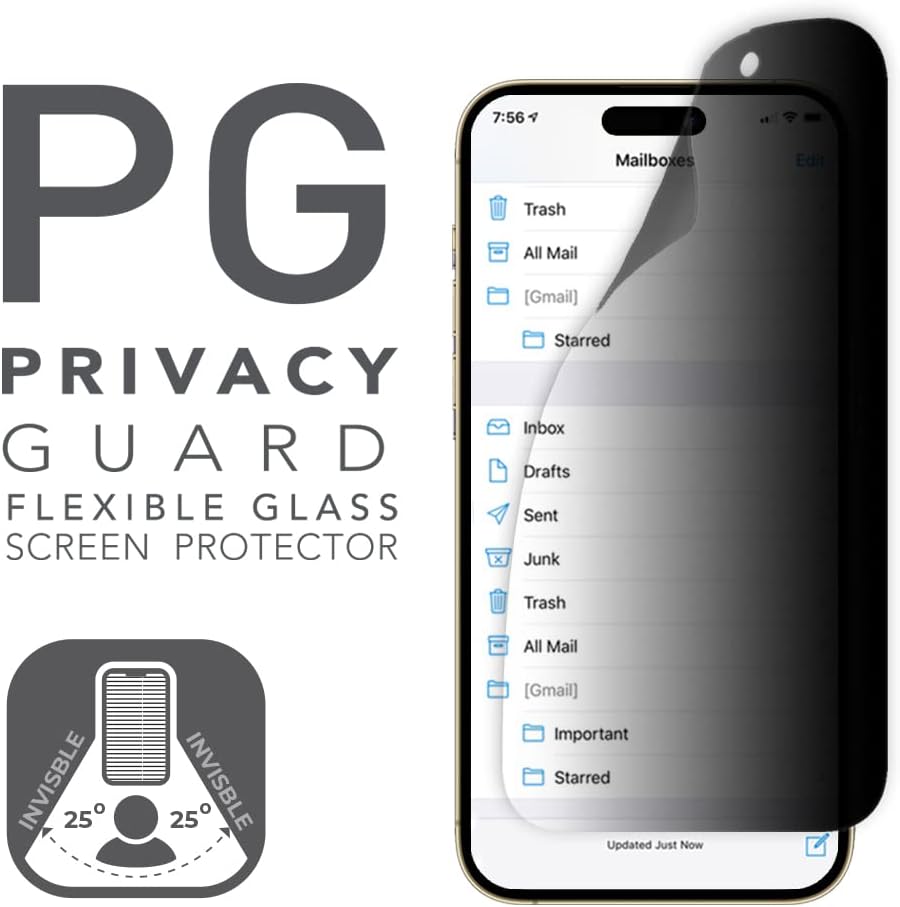 ARMOR Flexible Glass Screen Protector for iPhone 14 Pro Max, Privacy Guard with 9H