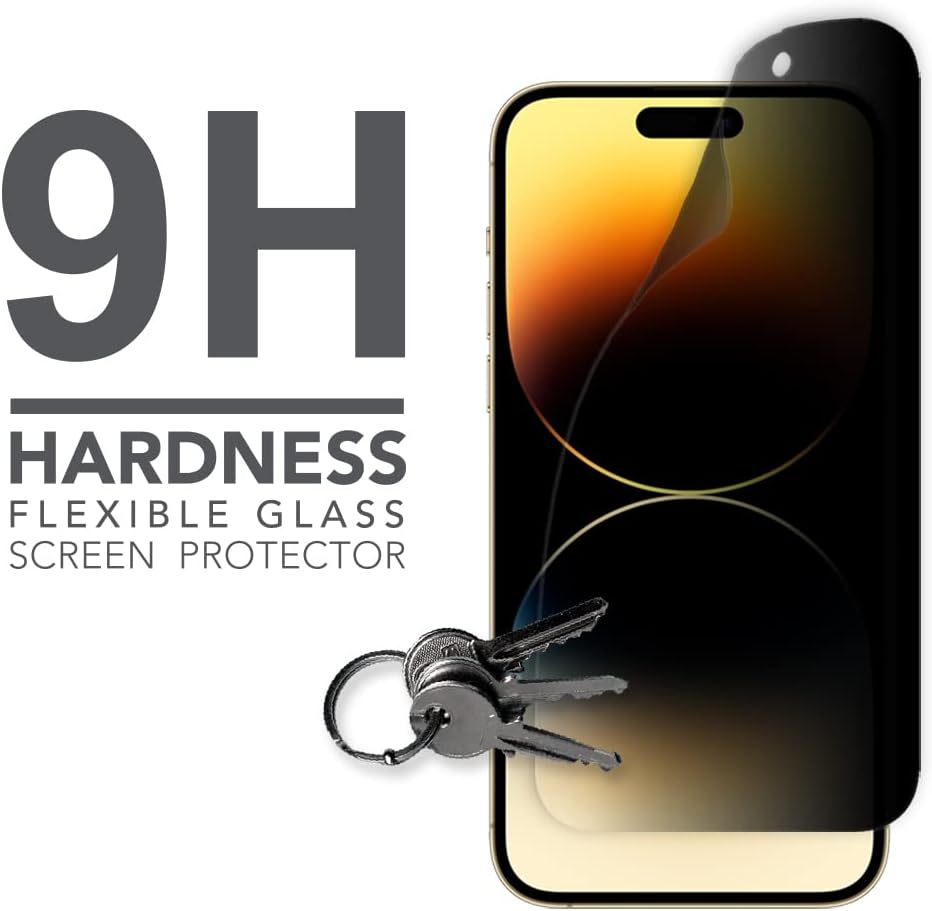 ARMOR Flexible Glass Screen Protector for iPhone 14 Pro Max, Privacy Guard with 9H