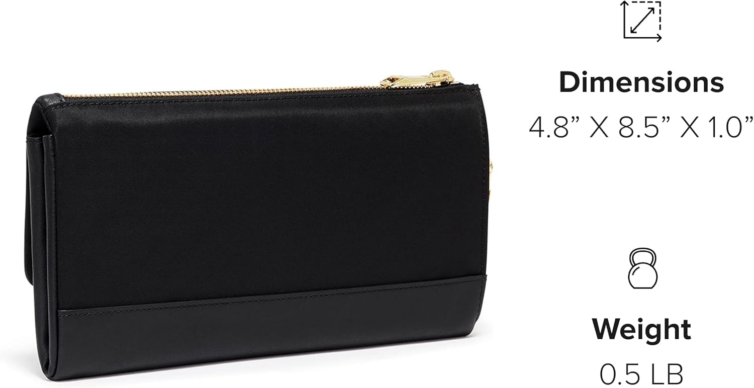 TUMI - Voyageur Travel Wallet - Wristlet Wallet with Passport, Cash  Card Holders - Zipper Wallet for Women - With Gift Box - Black/Gold