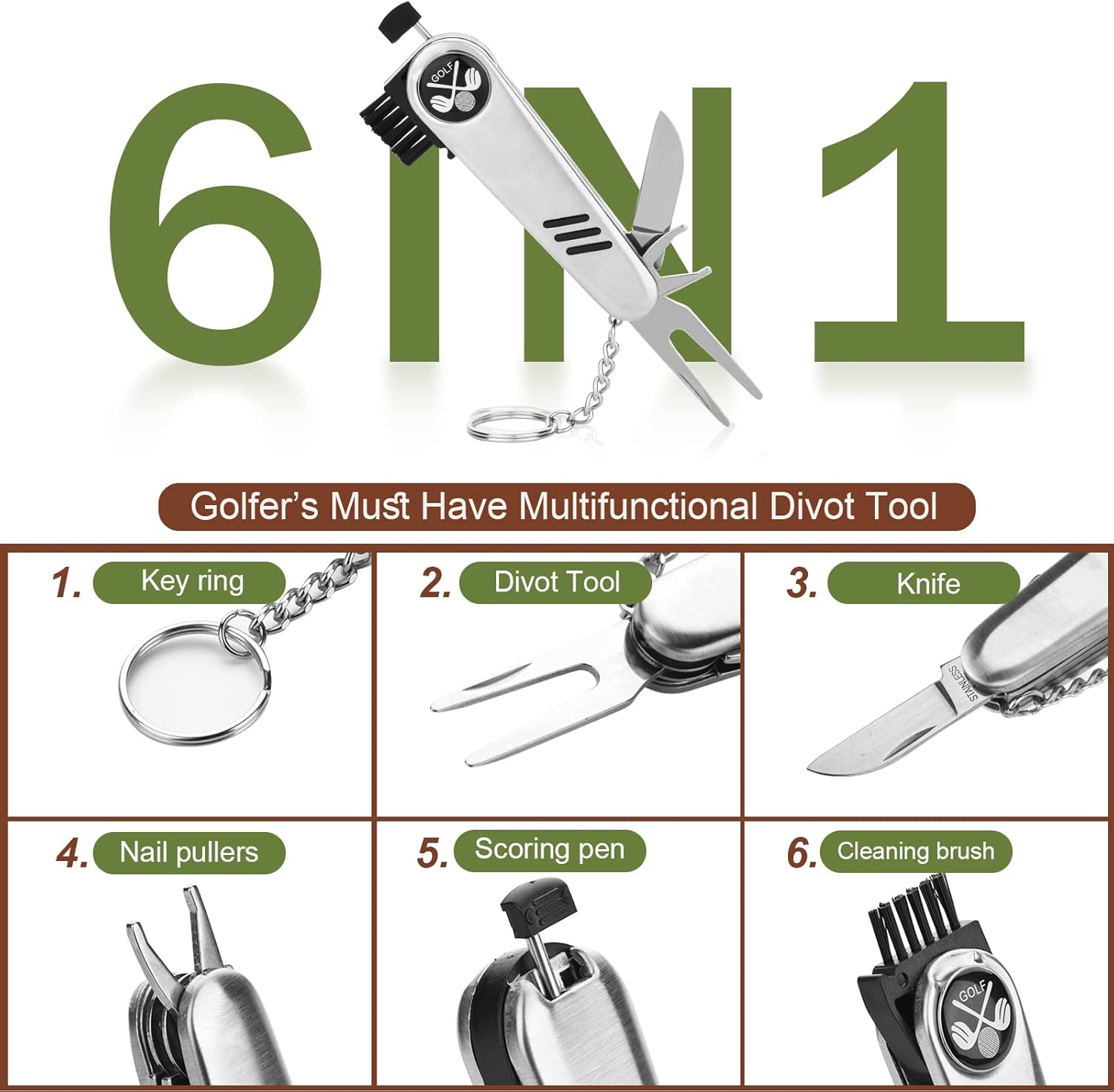 Cadeaux de golf pour hommes et femmes, ensemble d'accessoires de golf avec étui haut de gamme, balles de golf, télémètre, tees de golf, brosse, couteau multifonctionnel, marqueur, pince à balle de golf