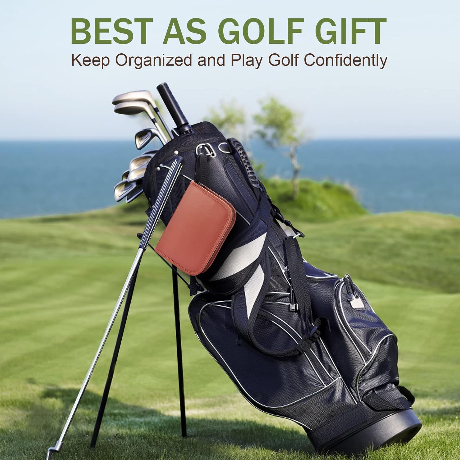 Cadeaux de golf pour hommes et femmes, ensemble d'accessoires de golf avec étui haut de gamme, balles de golf, télémètre, tees de golf, brosse, couteau multifonctionnel, marqueur, pince à balle de golf