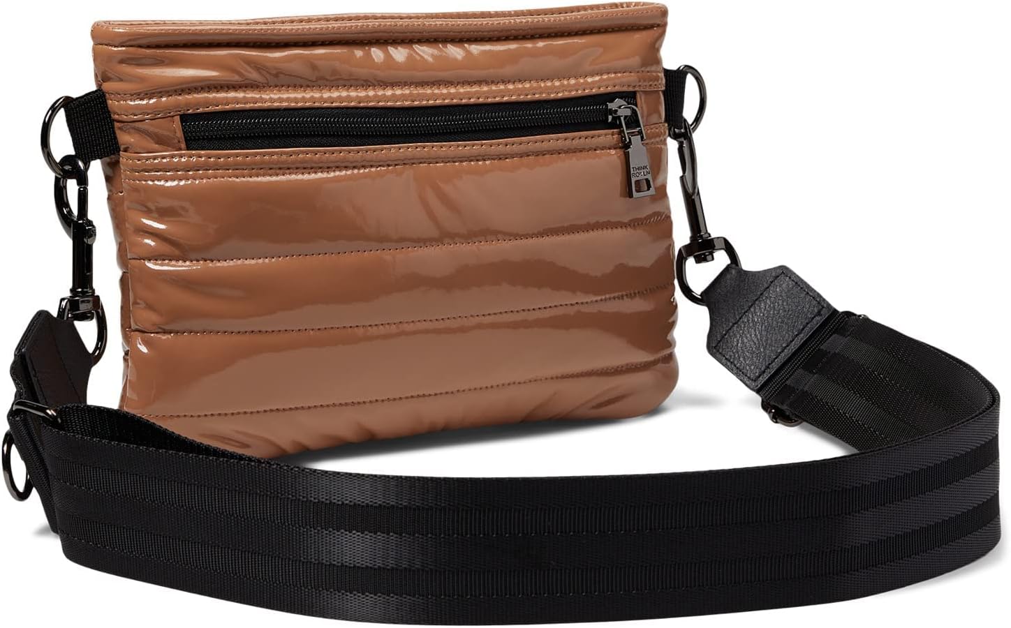 Think Royln Downtown Crossbody - Purse for Women - Polyester Construction - Zippered Back - Detachable Strap Dark Nude Patent One Size One Size · v4